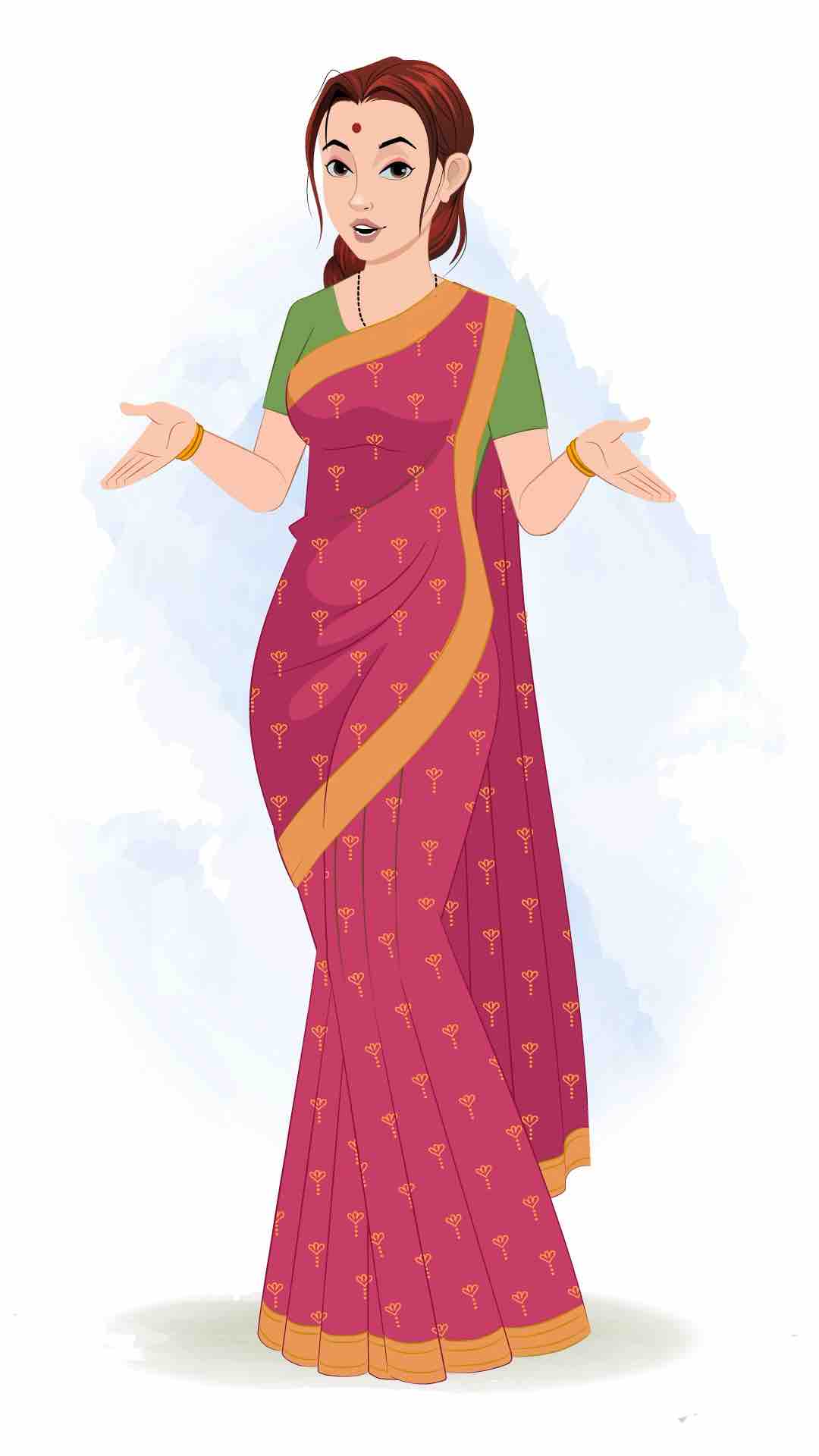 A beautiful Indian woman talking animated cartoon character aka preet