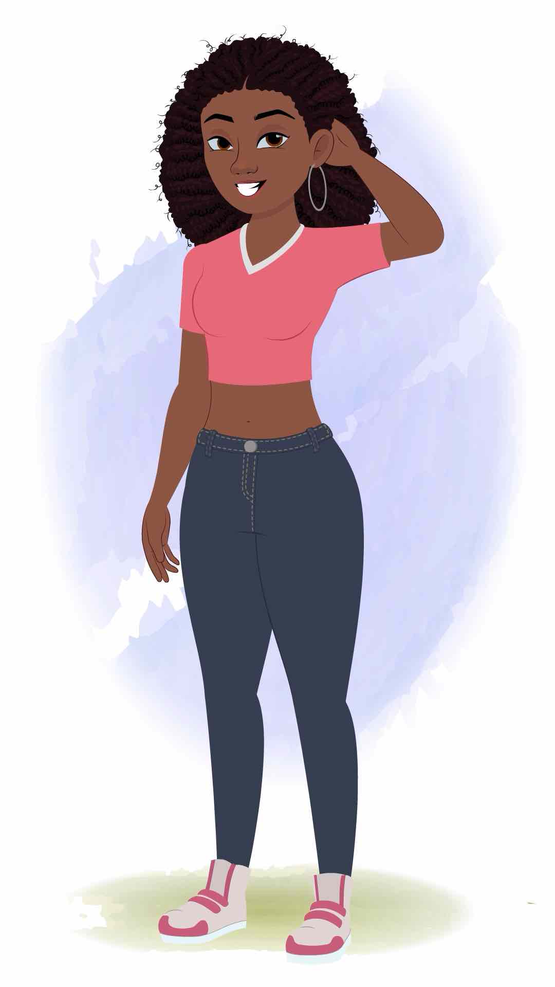 A nervous black female animated cartoon character aka neo