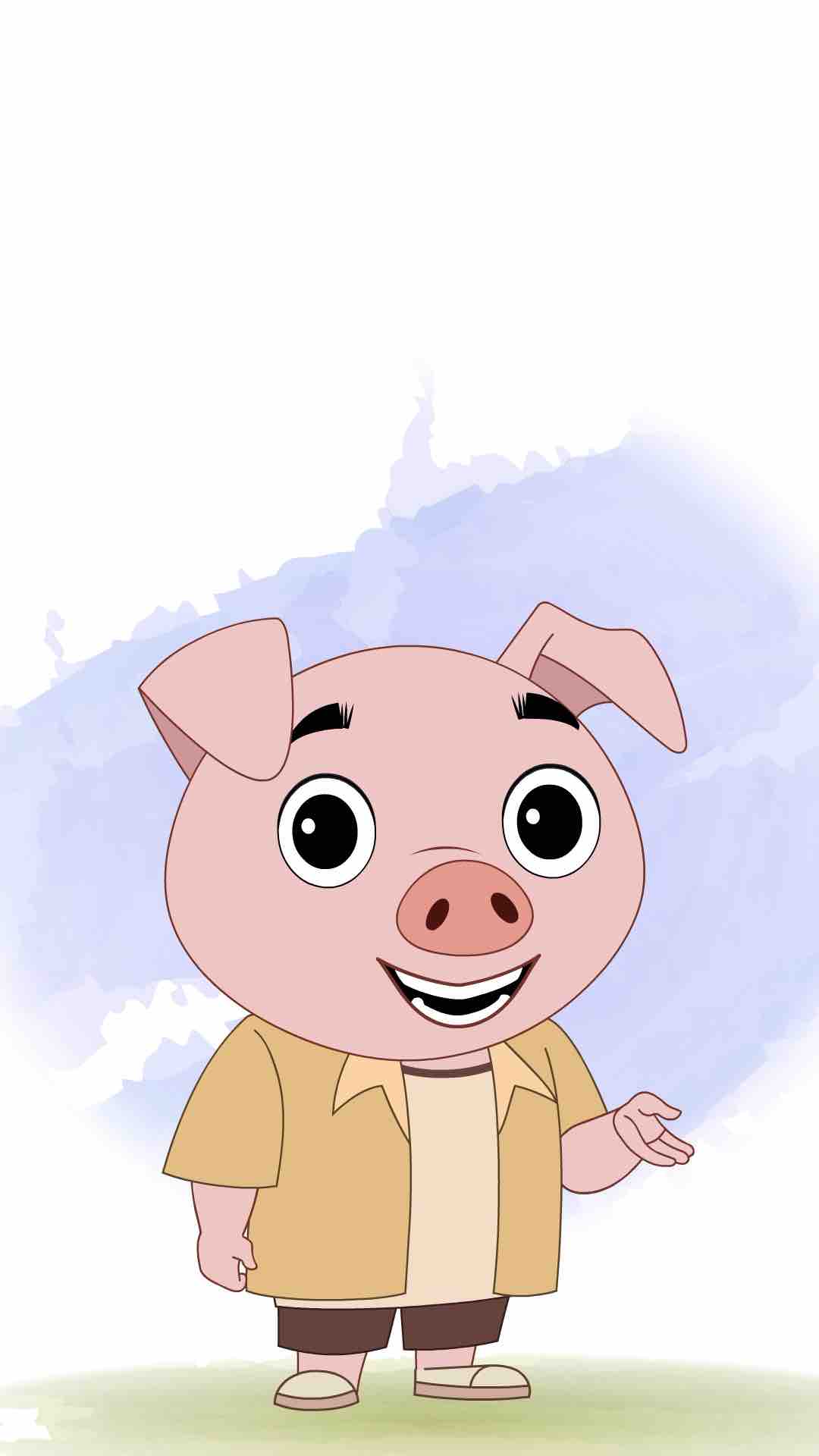 A cute pig talking animated cartoon character aka puffy the pig