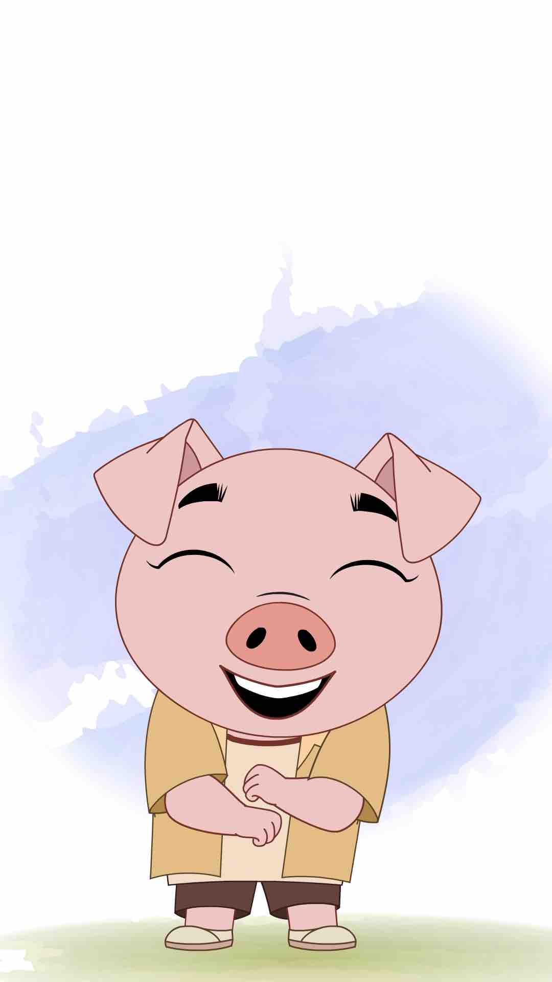 A cute pig dancing animated cartoon character aka puffy the pig