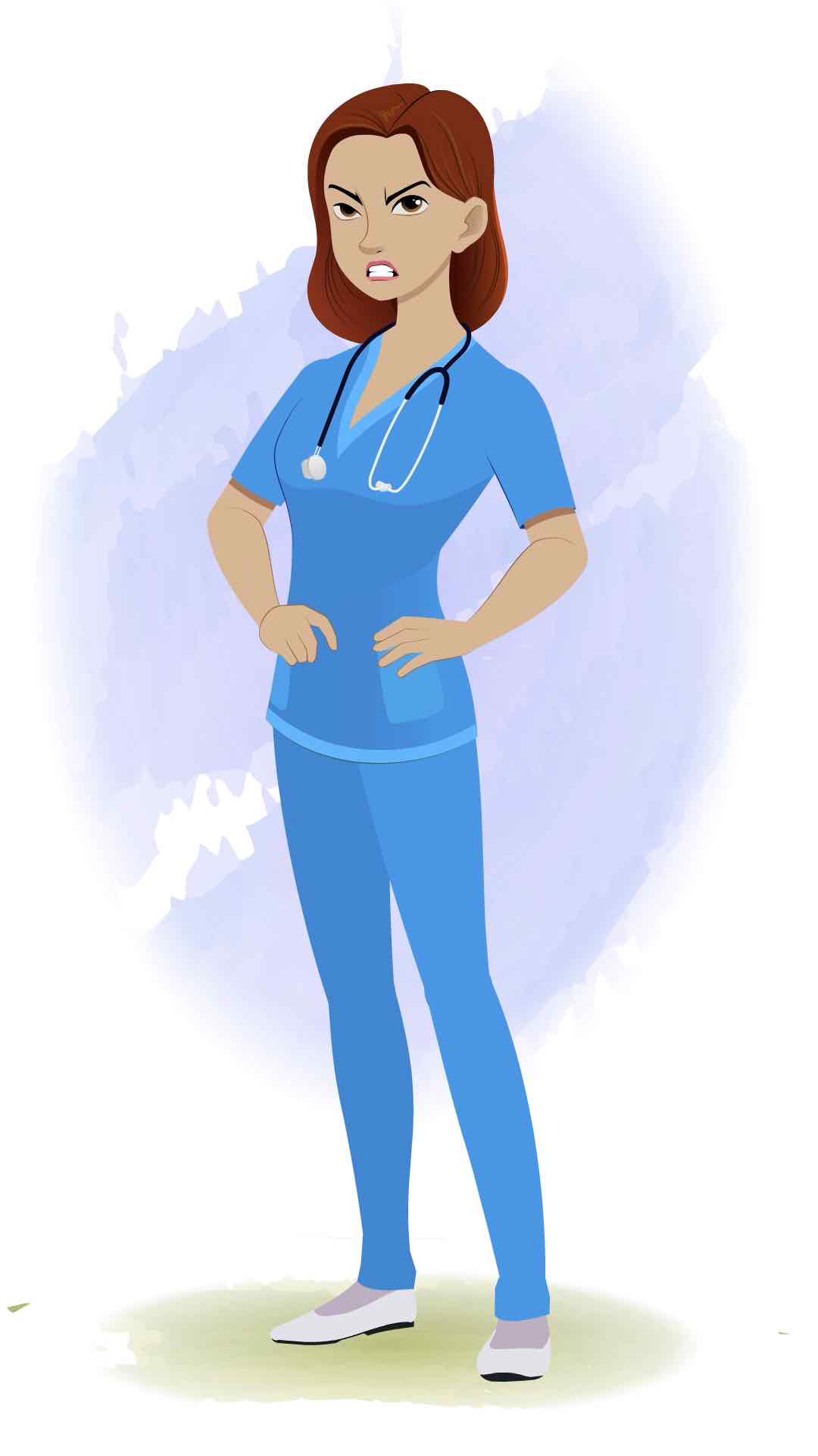 An angry female nurse animated cartoon character aka miss.teresa