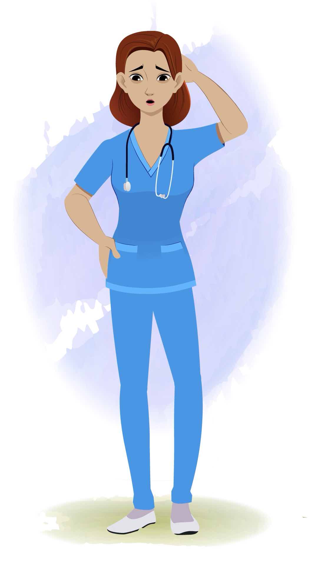 A tired female nurse animated cartoon character aka miss.teresa