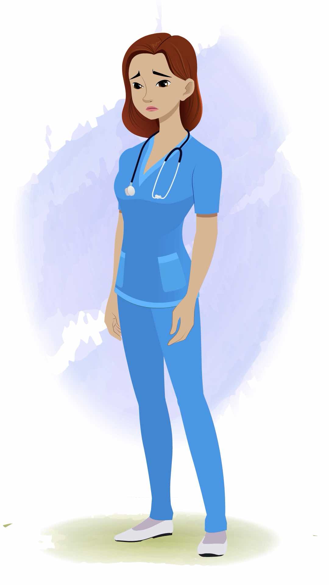 A female nurse sad animated cartoon character aka miss.teresa