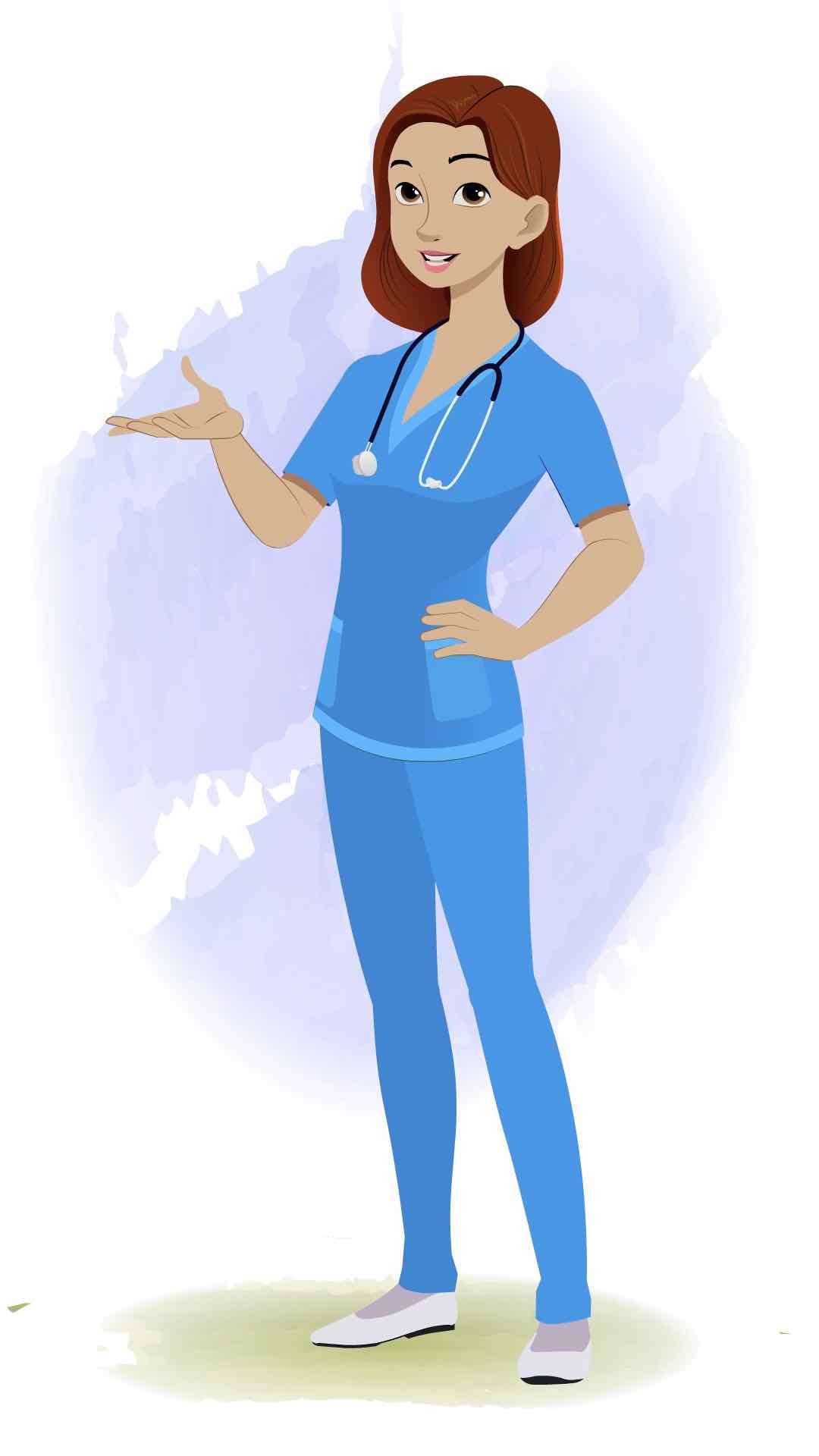 A female nurse talking animated cartoon character aka miss.teresa