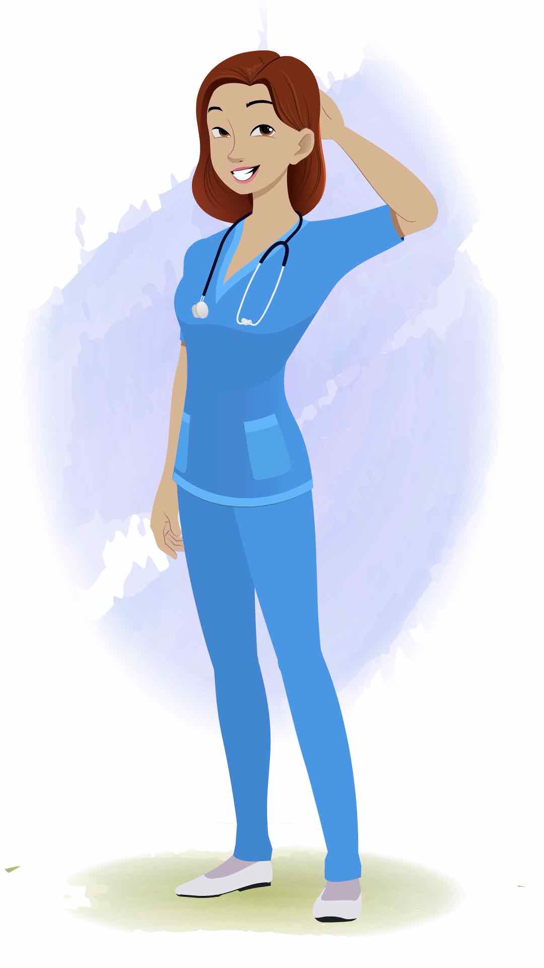 A nervous female nurse animated cartoon character aka miss.teresa