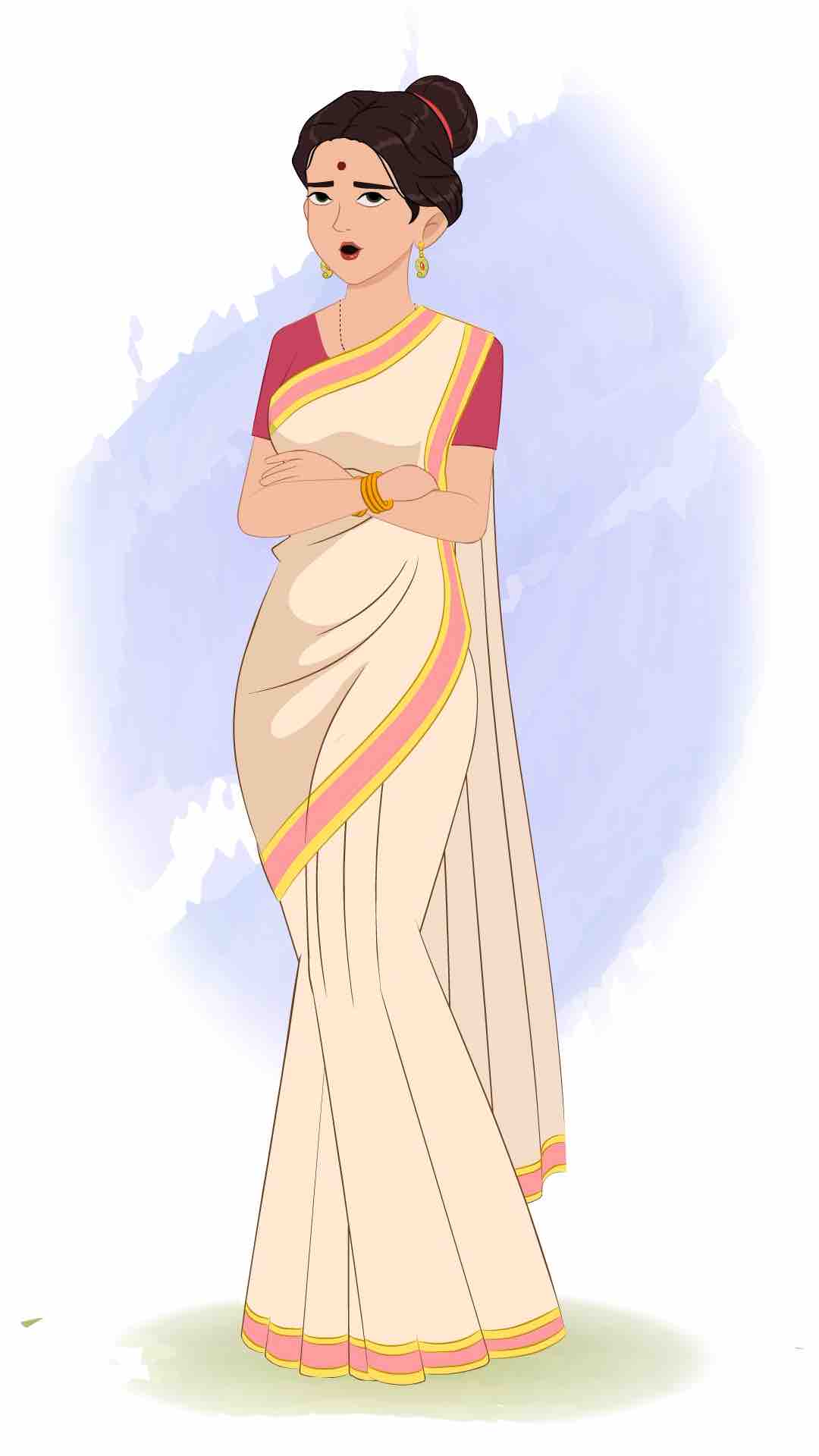 A beautiful annoyed indian woman animated cartoon character aka shristi