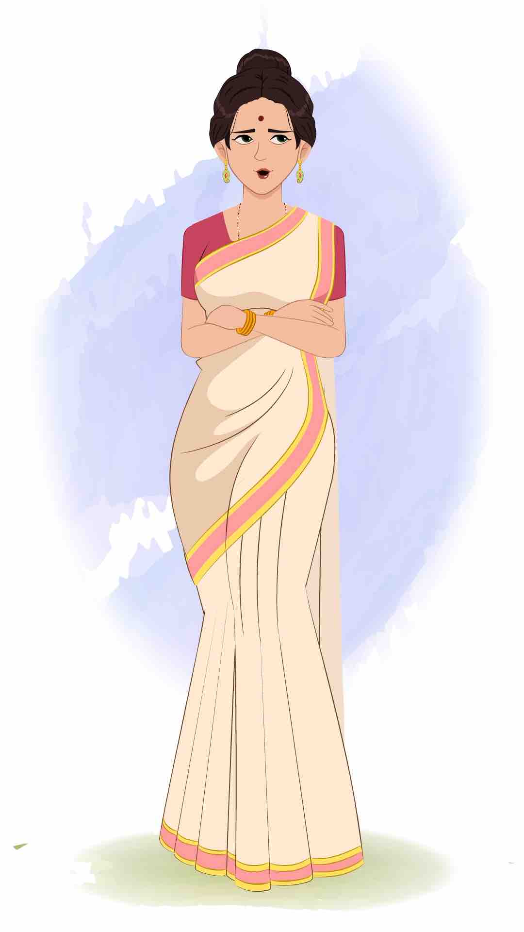 An annoyed beautiful Indian woman animated cartoon character aka shristi