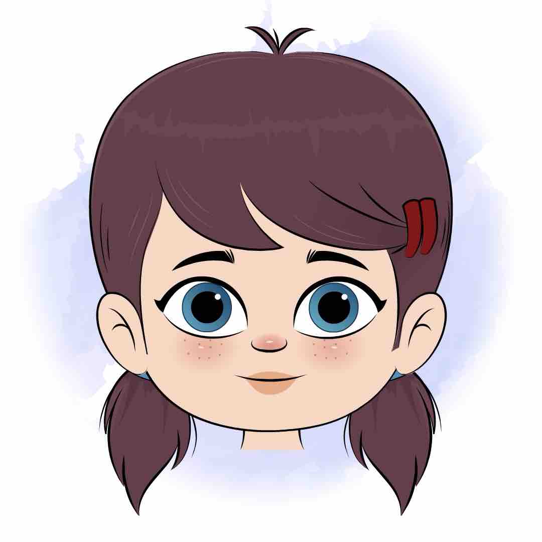 A cute girl animated cartoon face with different facial expressions aka alice