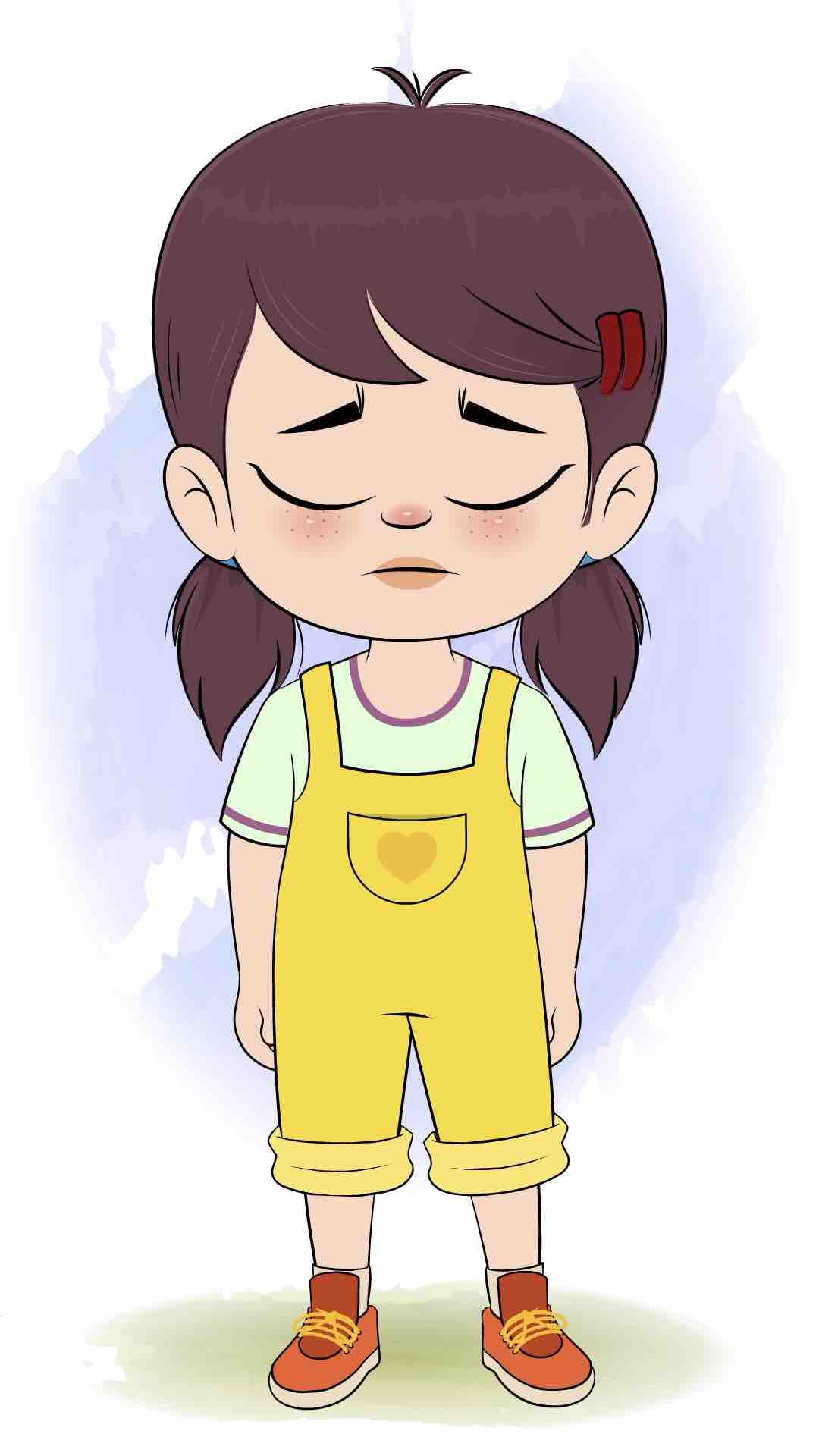 A cute girl sad animated cartoon character aka alice