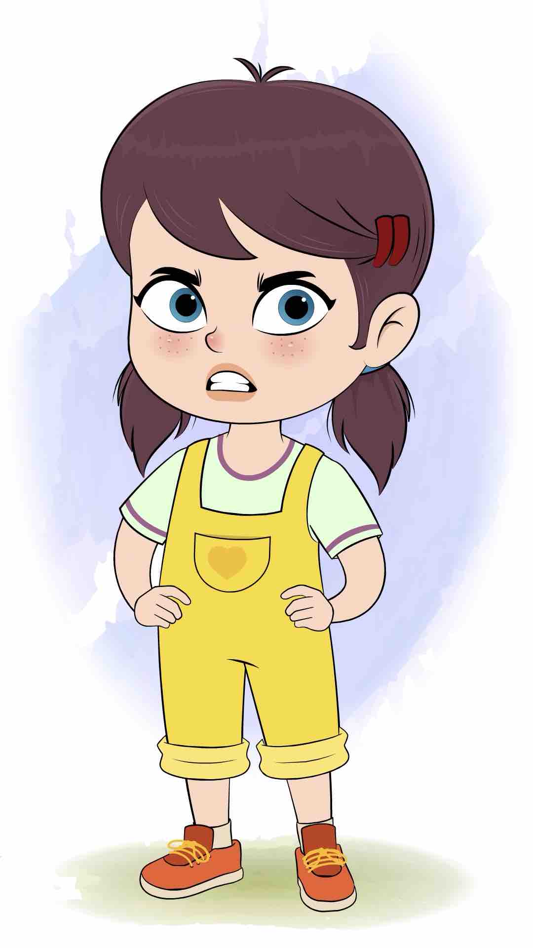 An angry cute girl animated cartoon character aka alice