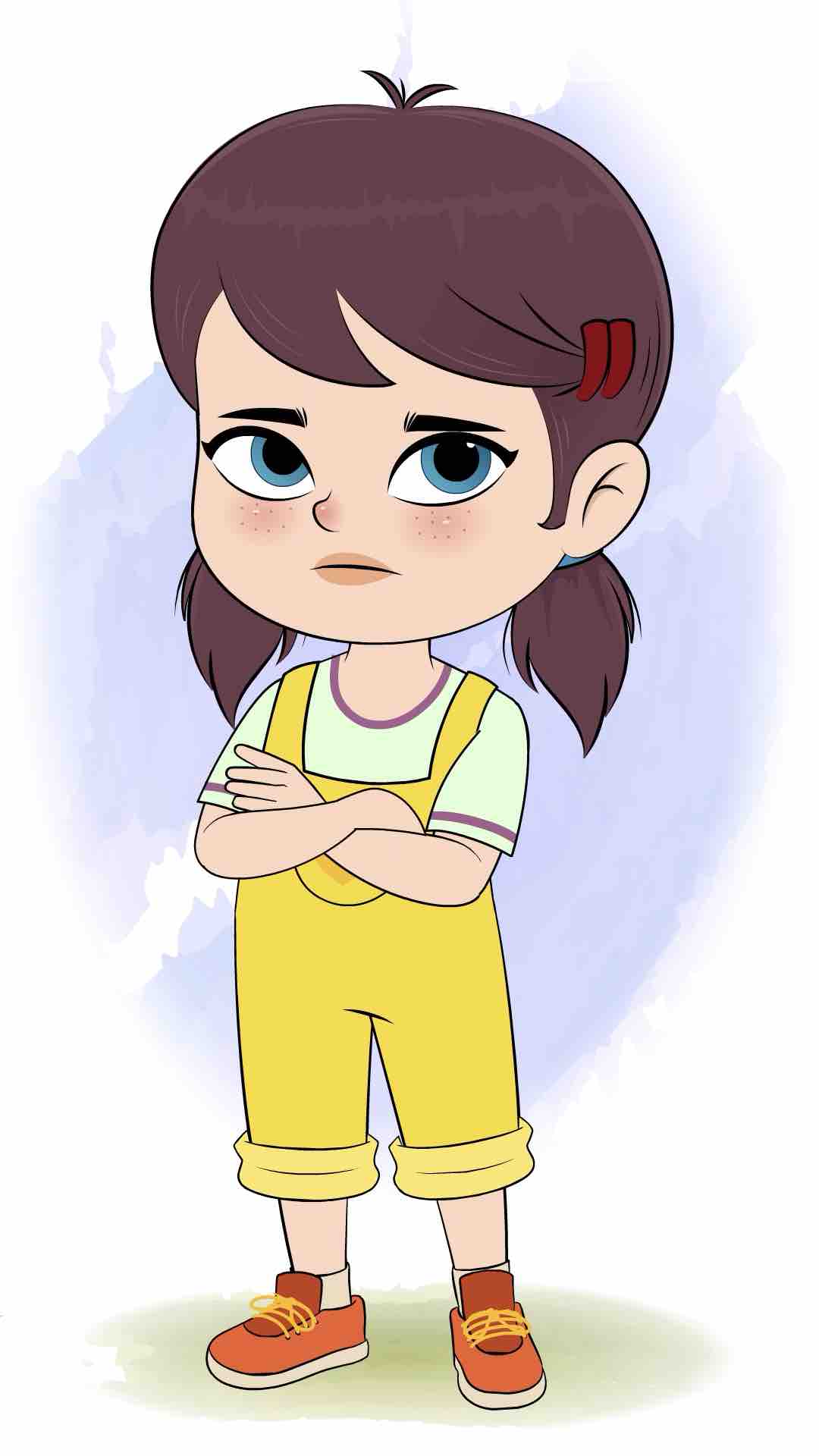 An annoyed cute girl animated cartoon character aka alice