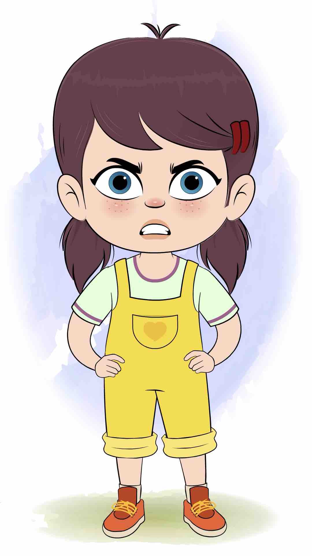 An angry cute girl animated cartoon character aka alice