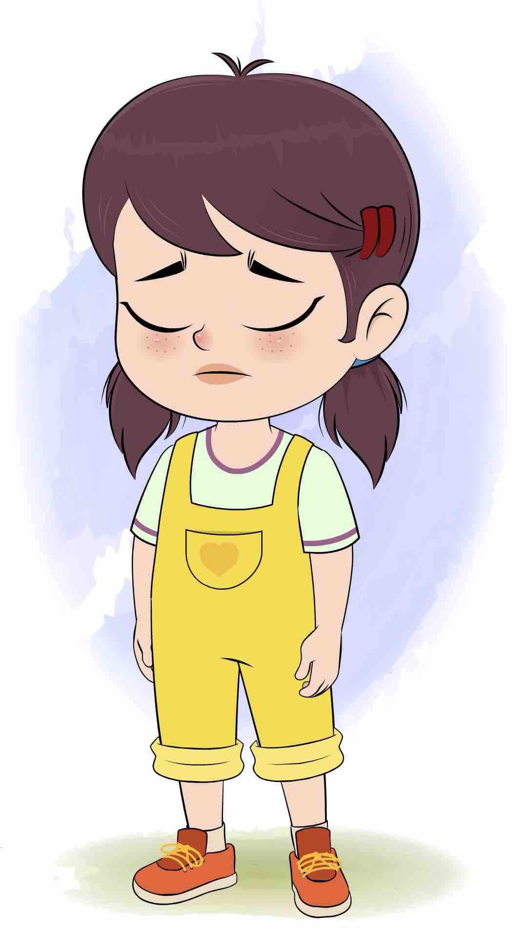 A cute girl sad animated cartoon character aka alice