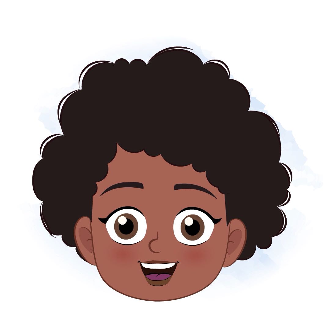 A cute black girl animated cartoon face with different facial expressions aka jenny