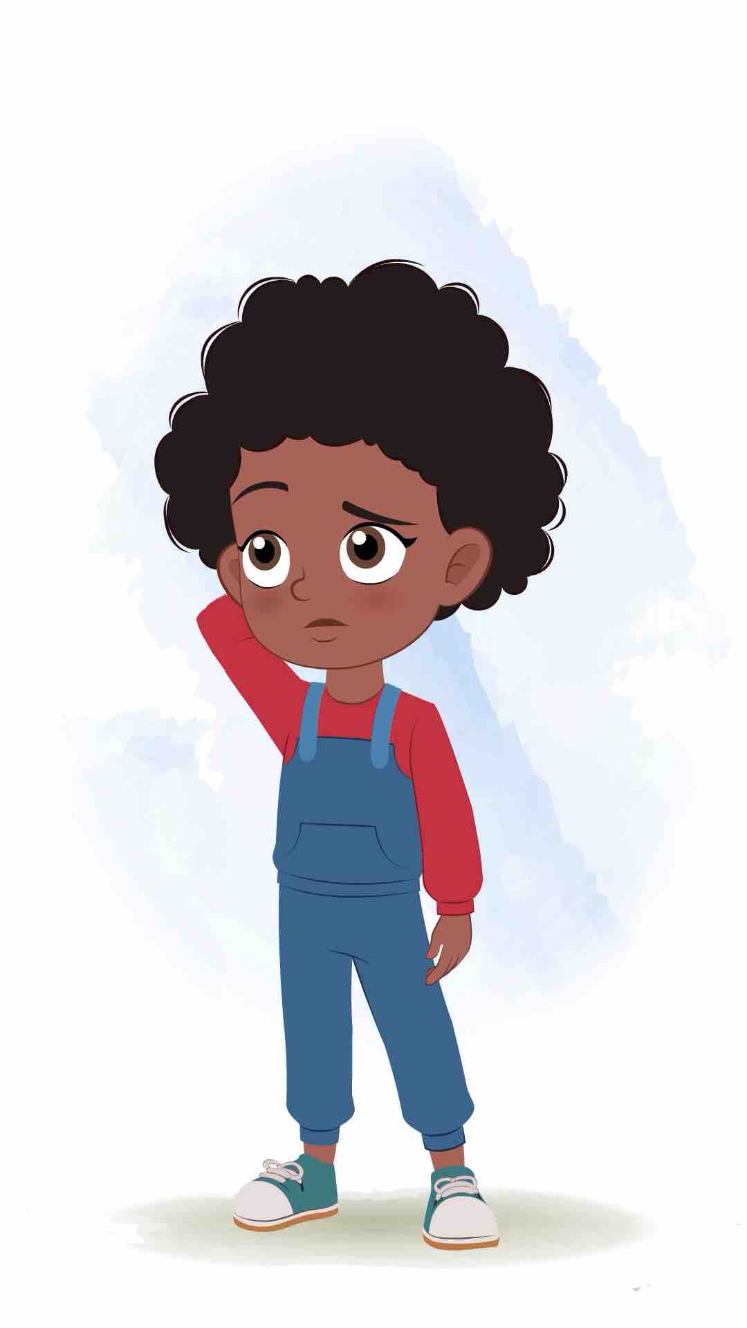 A confused cute black girl animated cartoon character aka jenny