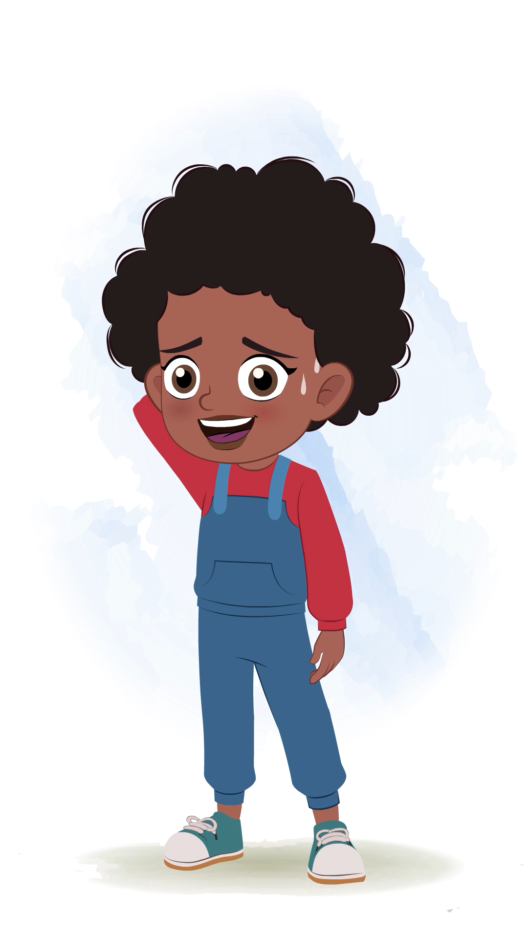 A nervous cute black girl animated cartoon character aka jenny