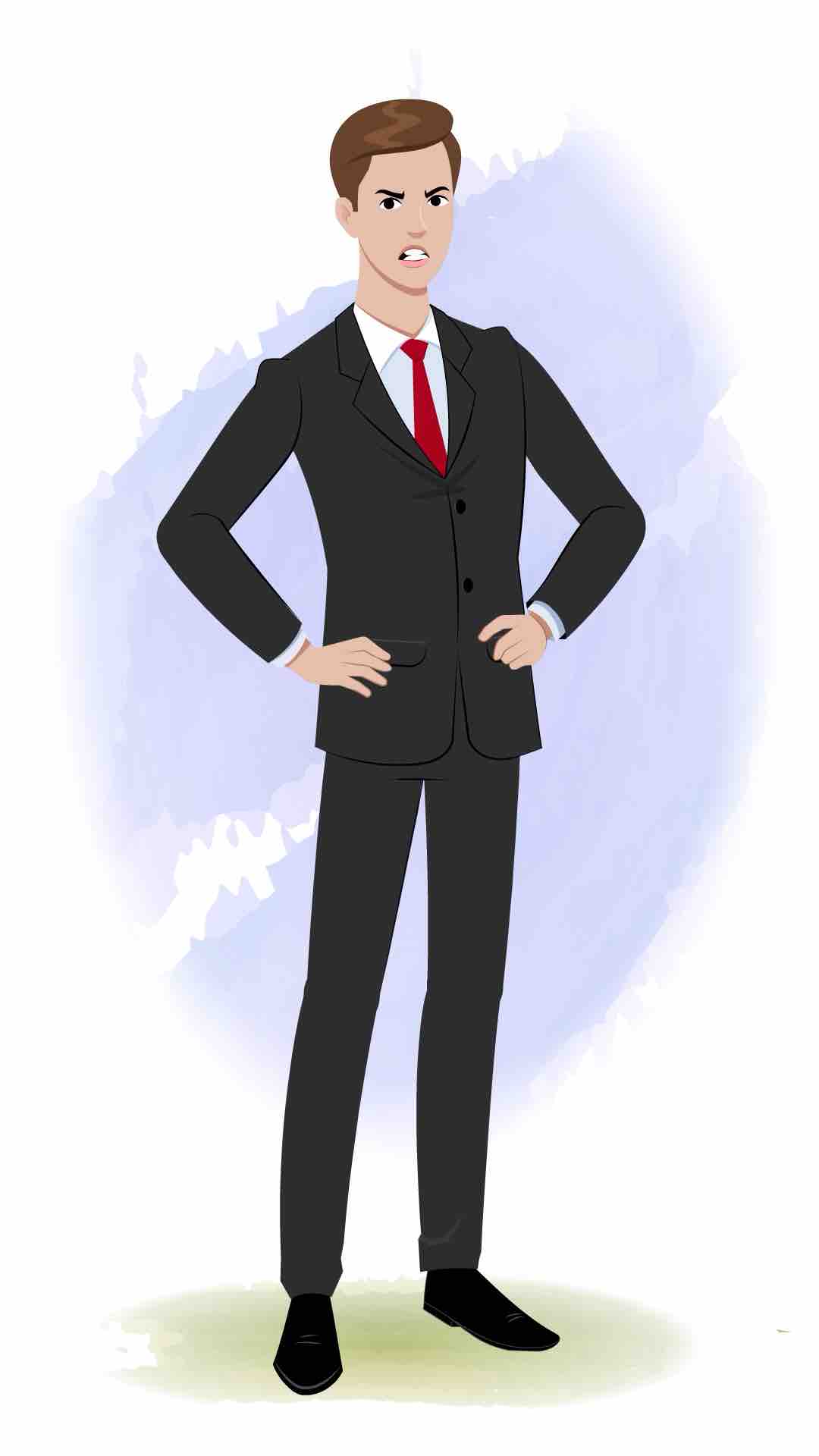 An angry Indian businessman animated cartoon character AKA Shrivastav