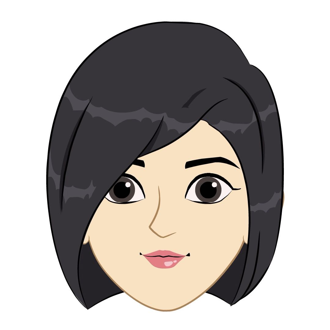 A business woman animated cartoon face with different facial expressions aka ariya