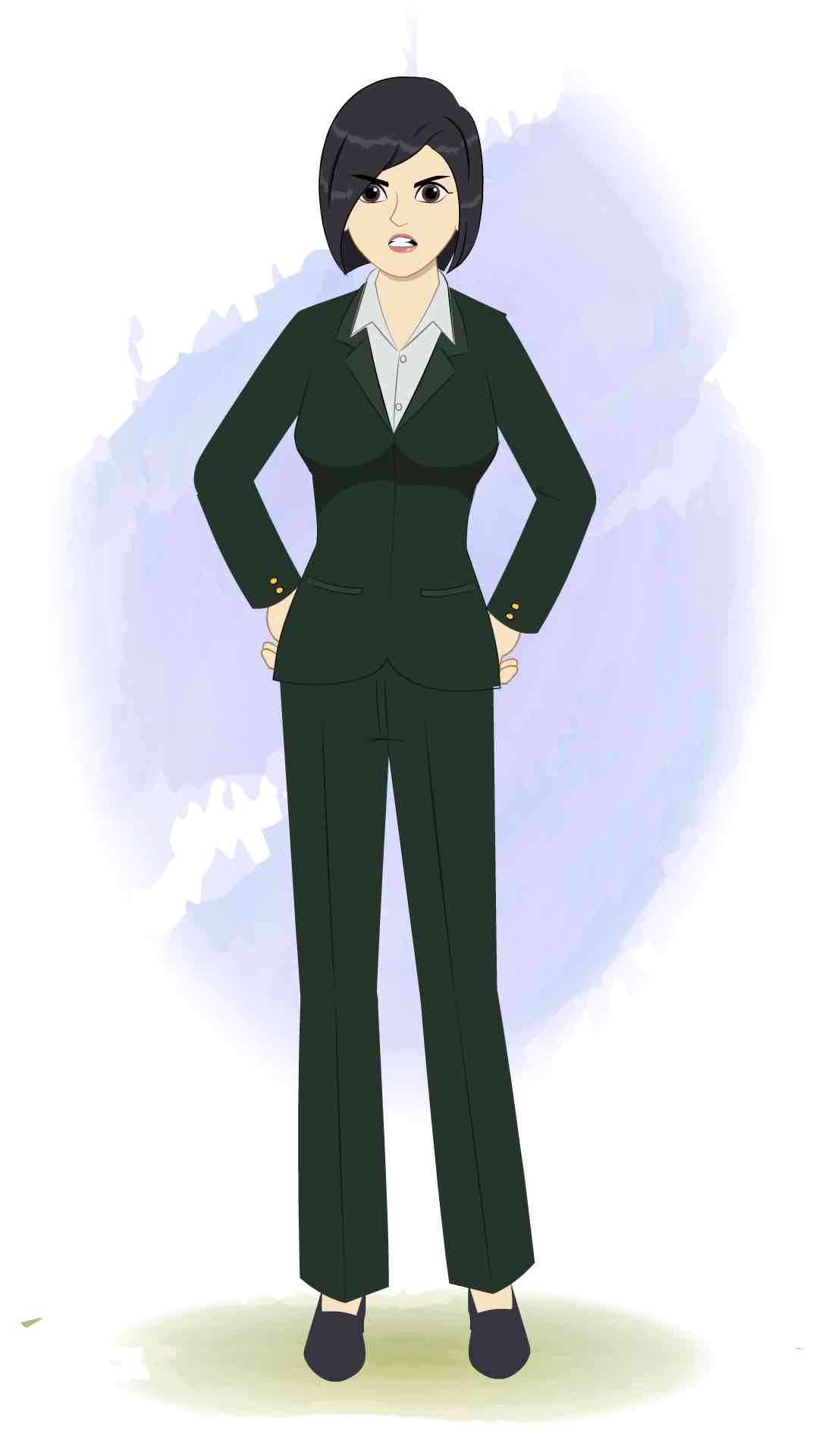 An angry business woman animated cartoon character aka ariya