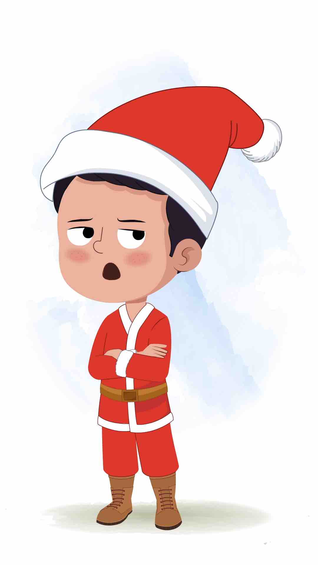 An annoyed christmas boy animated cartoon character aka tim