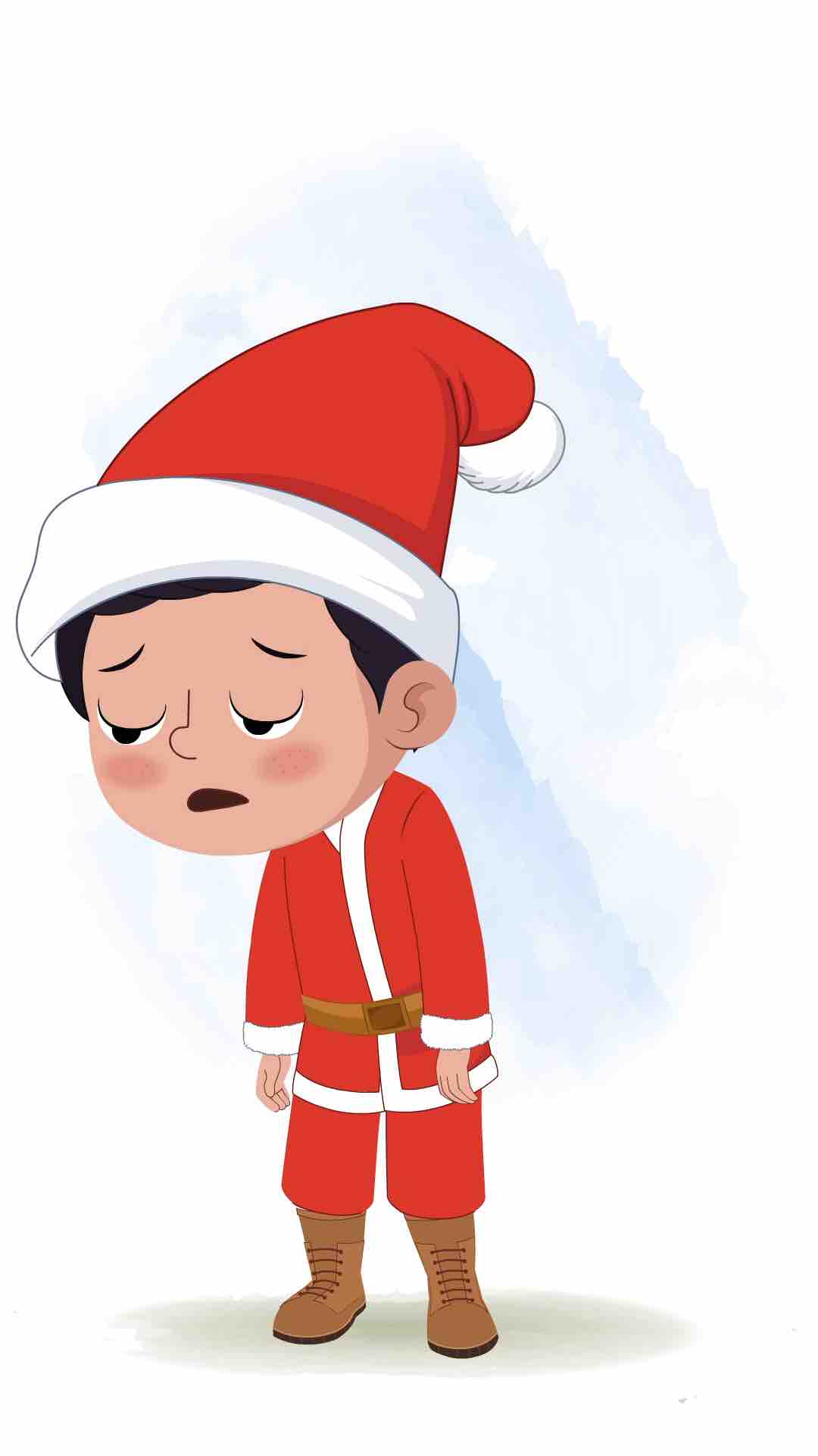 A christmas tired boy animated cartoon character aka tim