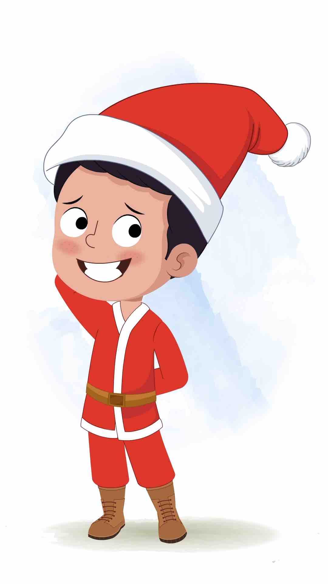 A nervous christmas boy animated cartoon character aka tim