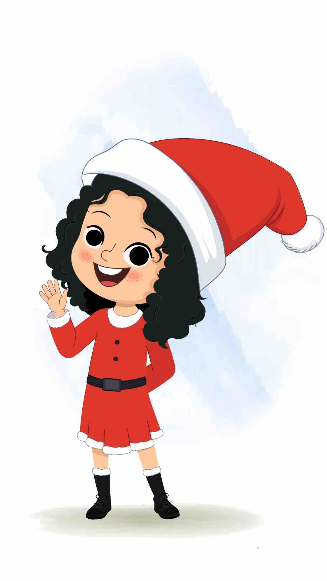 A christmas girl saying hello animated cartoon character aka tina