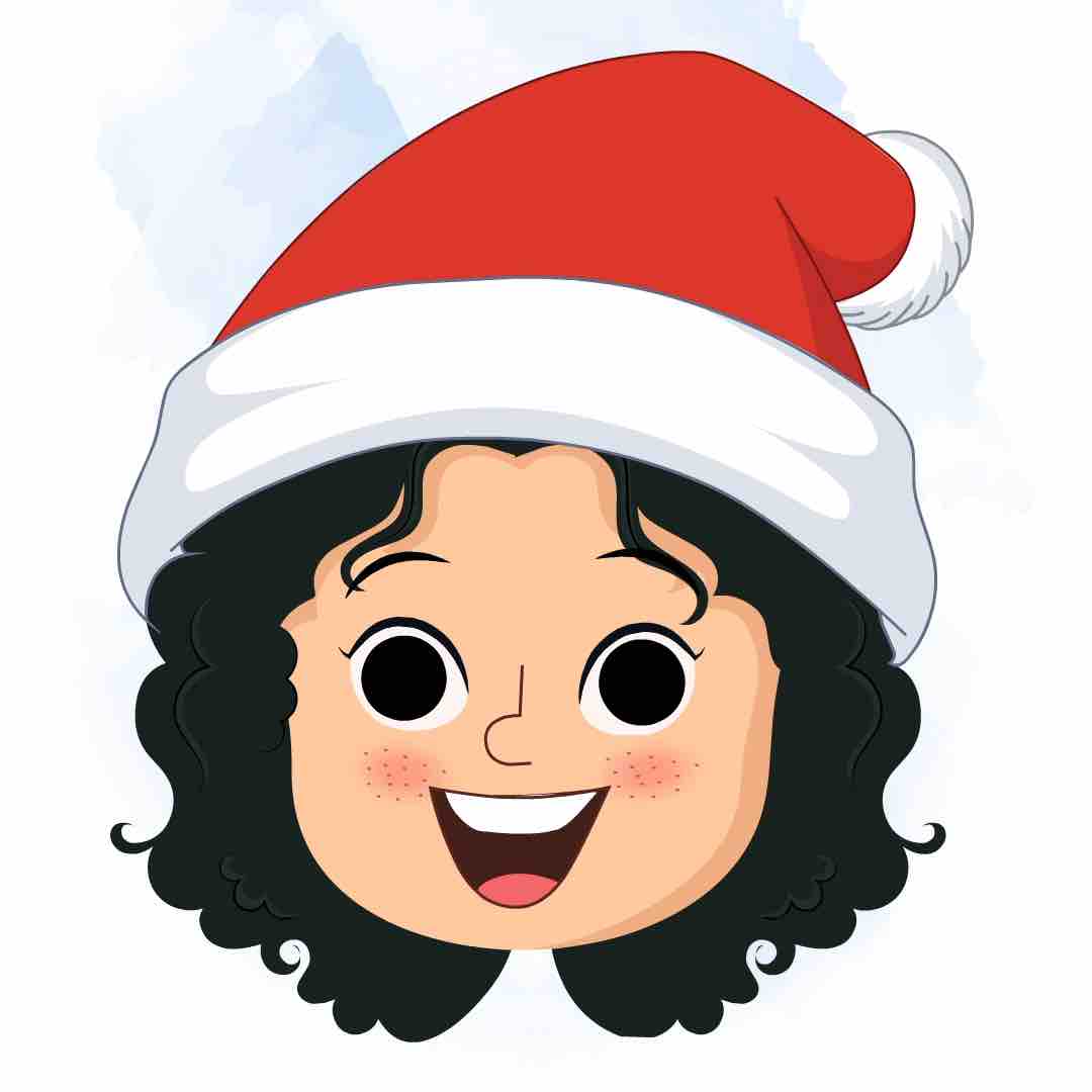 A christmas girl animated cartoon face with different facial expressions aka tina