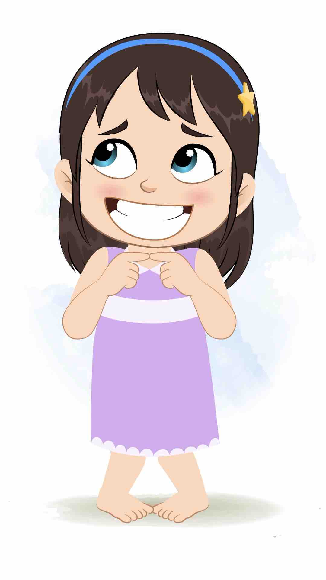 A little nervous girl animated cartoon character aka merry