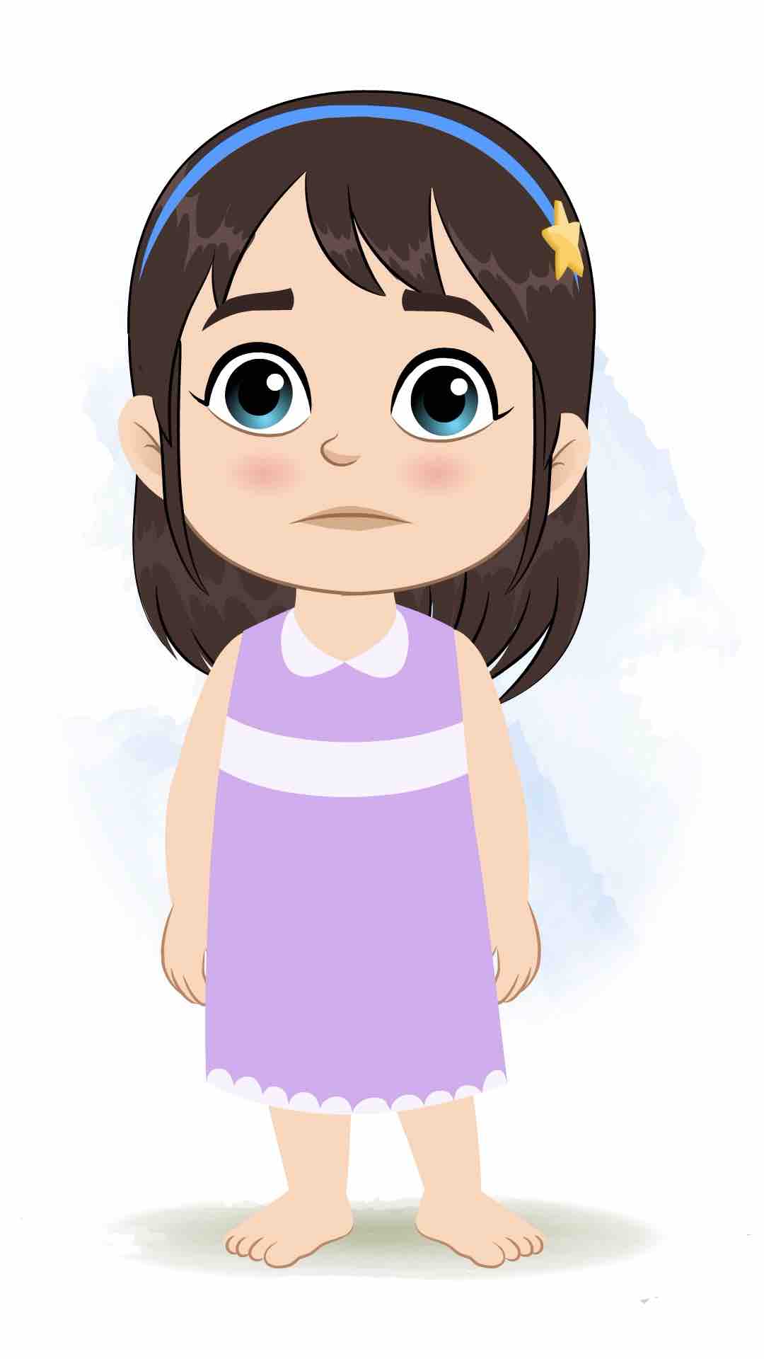 A little annoyed girl animated cartoon character aka merry