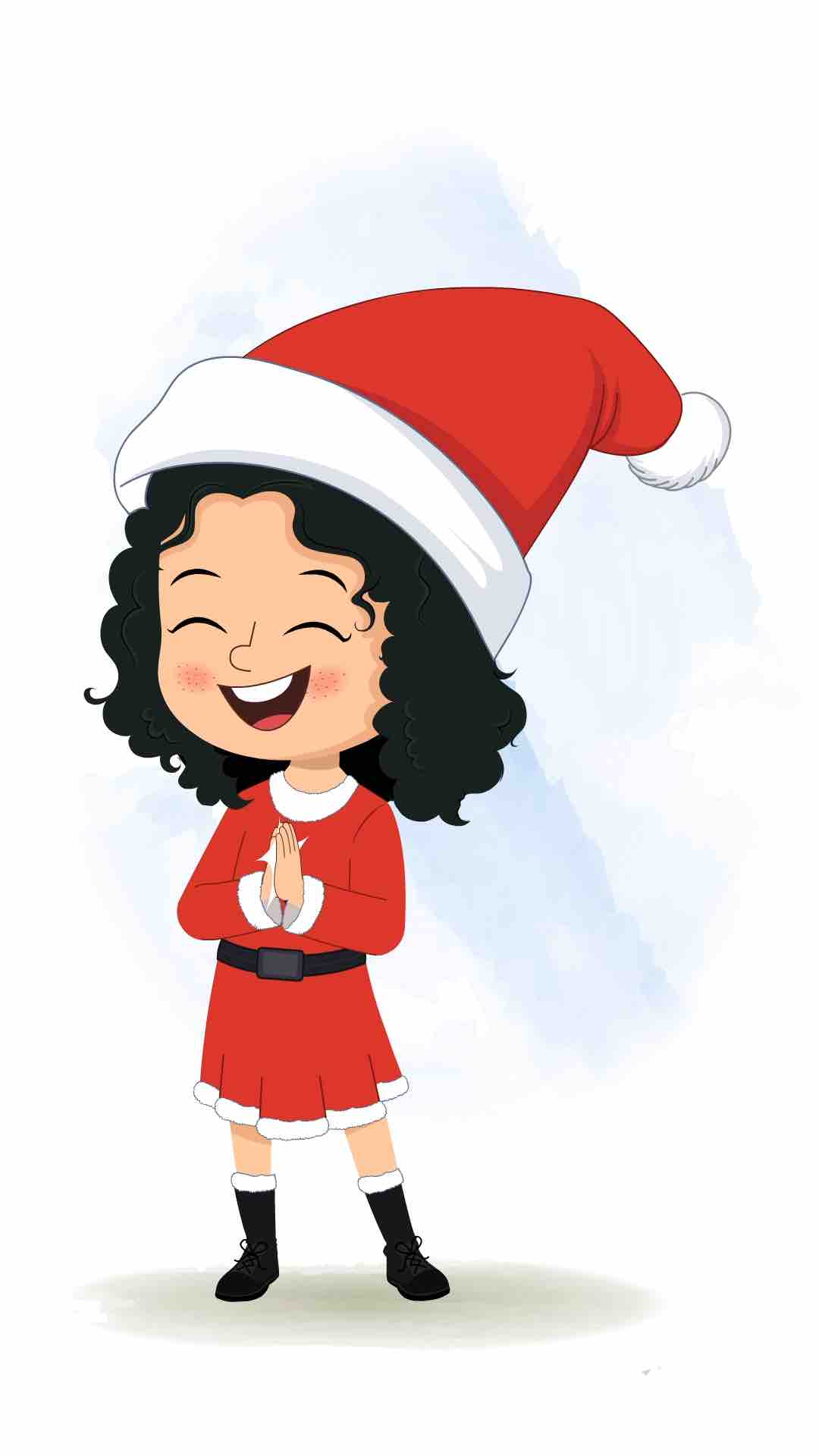 A christmas girl clapping animated cartoon character aka tina