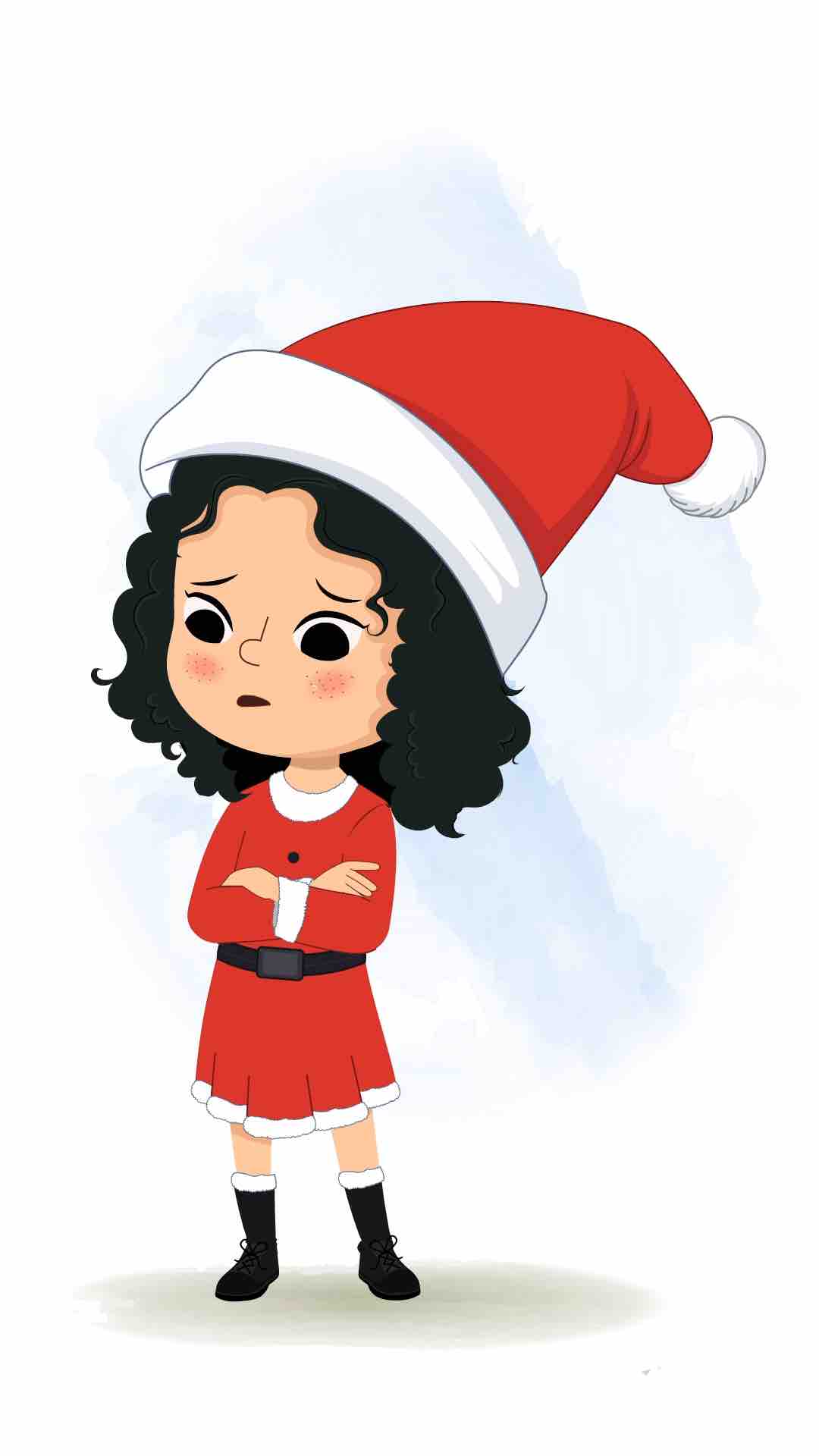 A christmas girl sad animated cartoon character aka tina