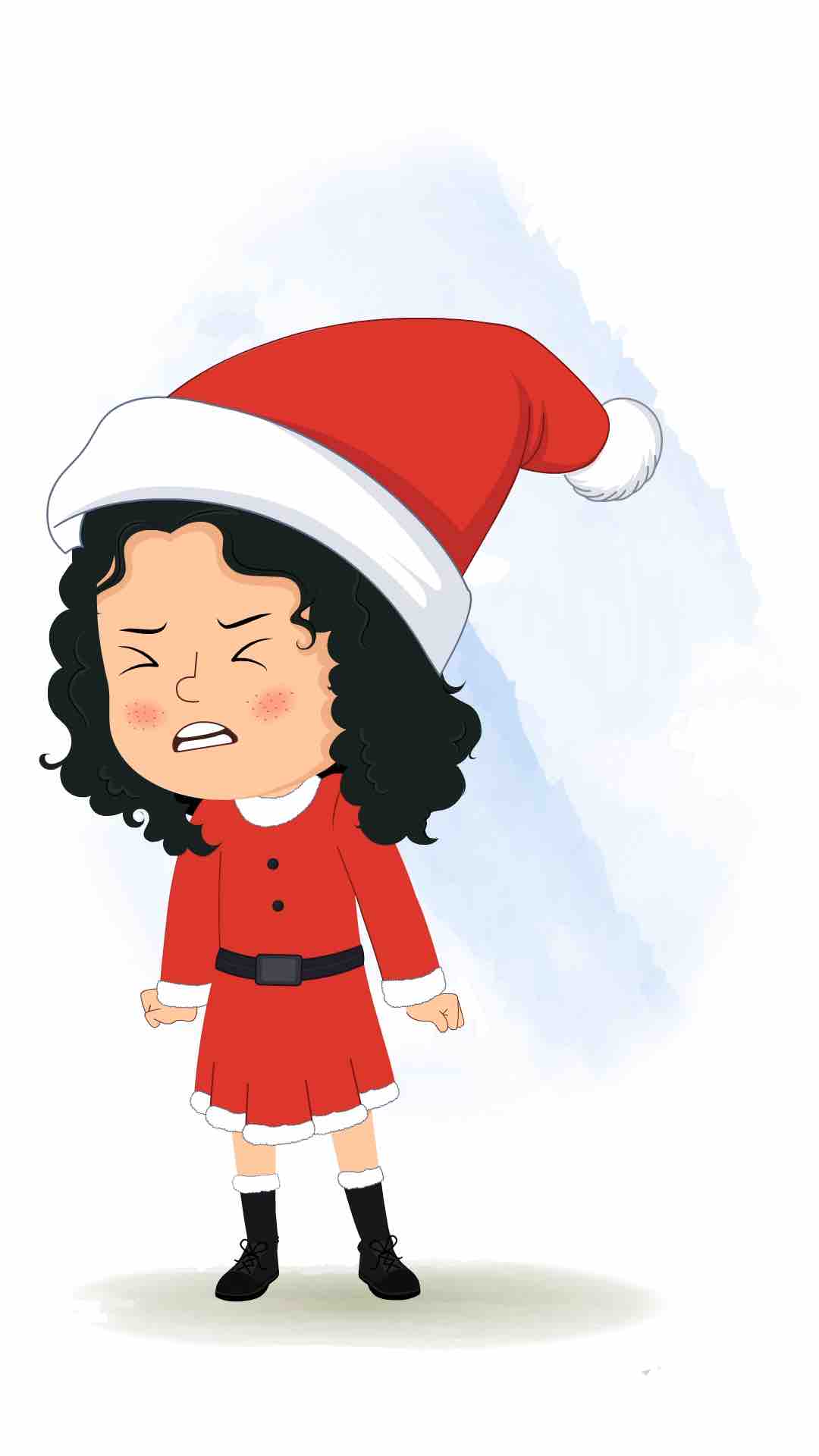 An angry christmas girl animated cartoon character aka tina