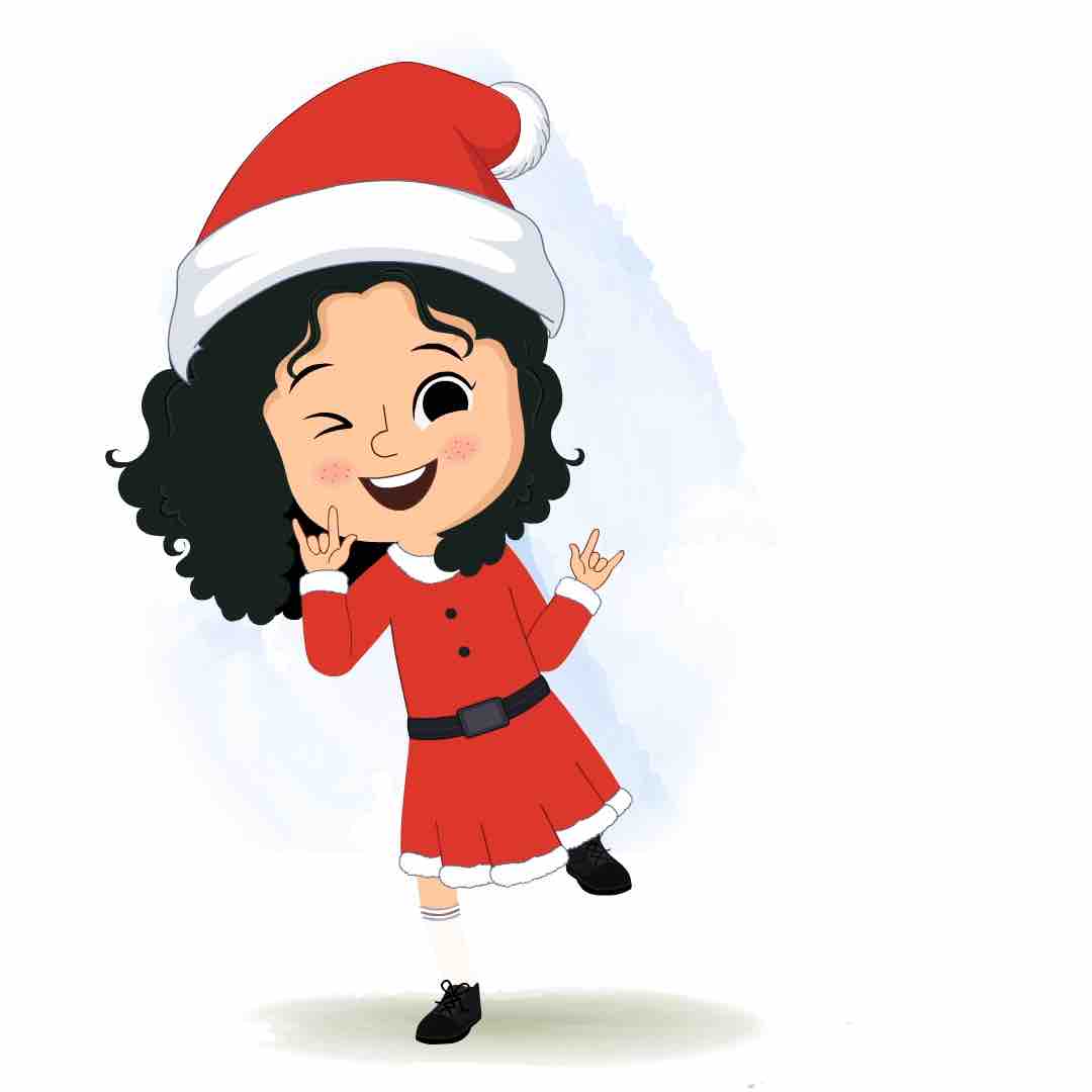 A christmas girl dancing animated cartoon character aka tina