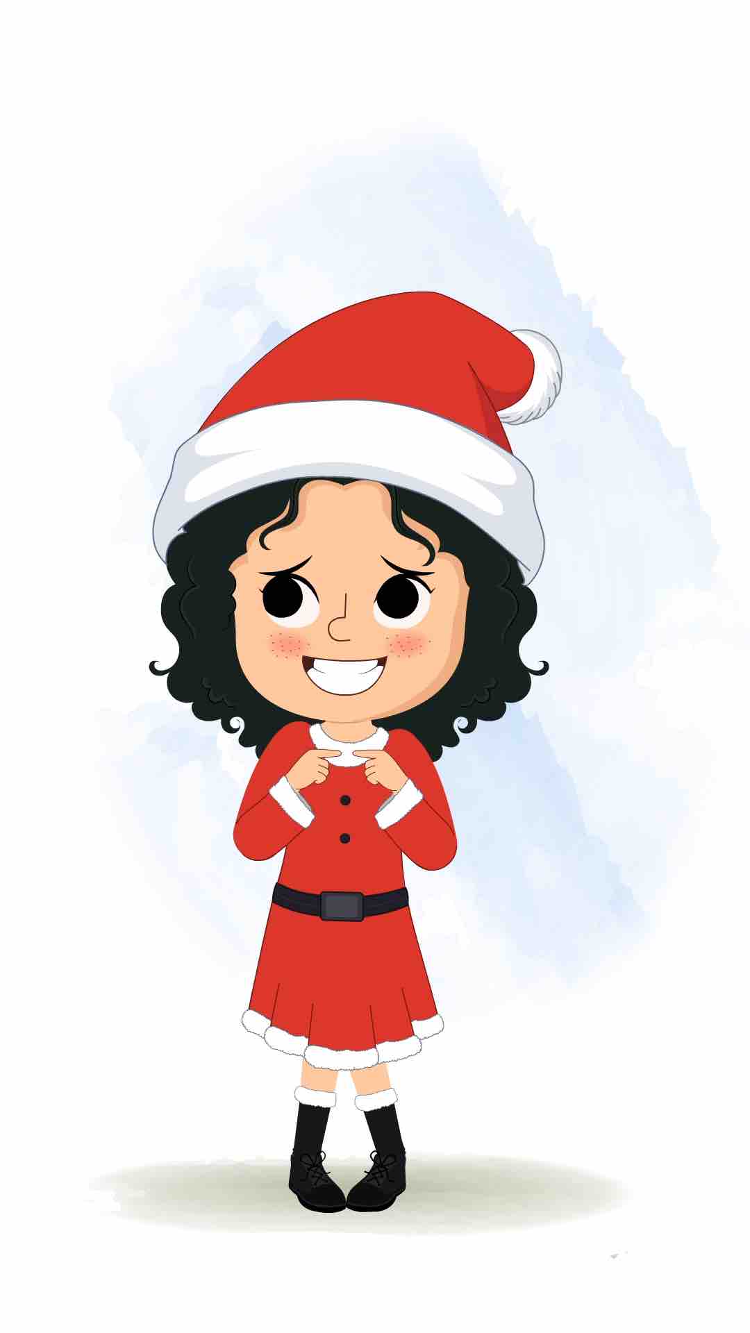 A nervous christmas girl animated cartoon character aka tina