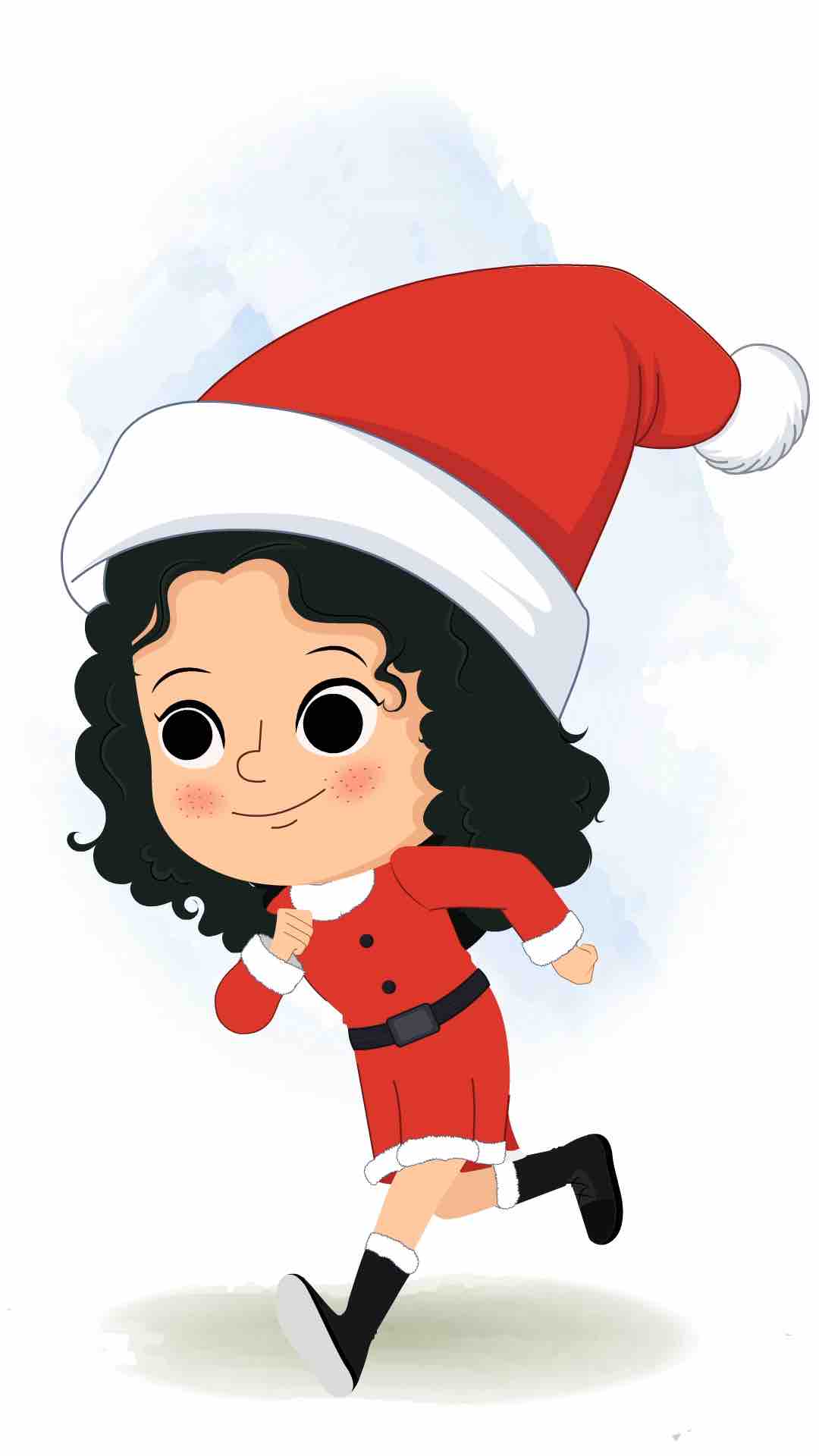 A christmas girl running three quarter view animated cartoon character aka tina