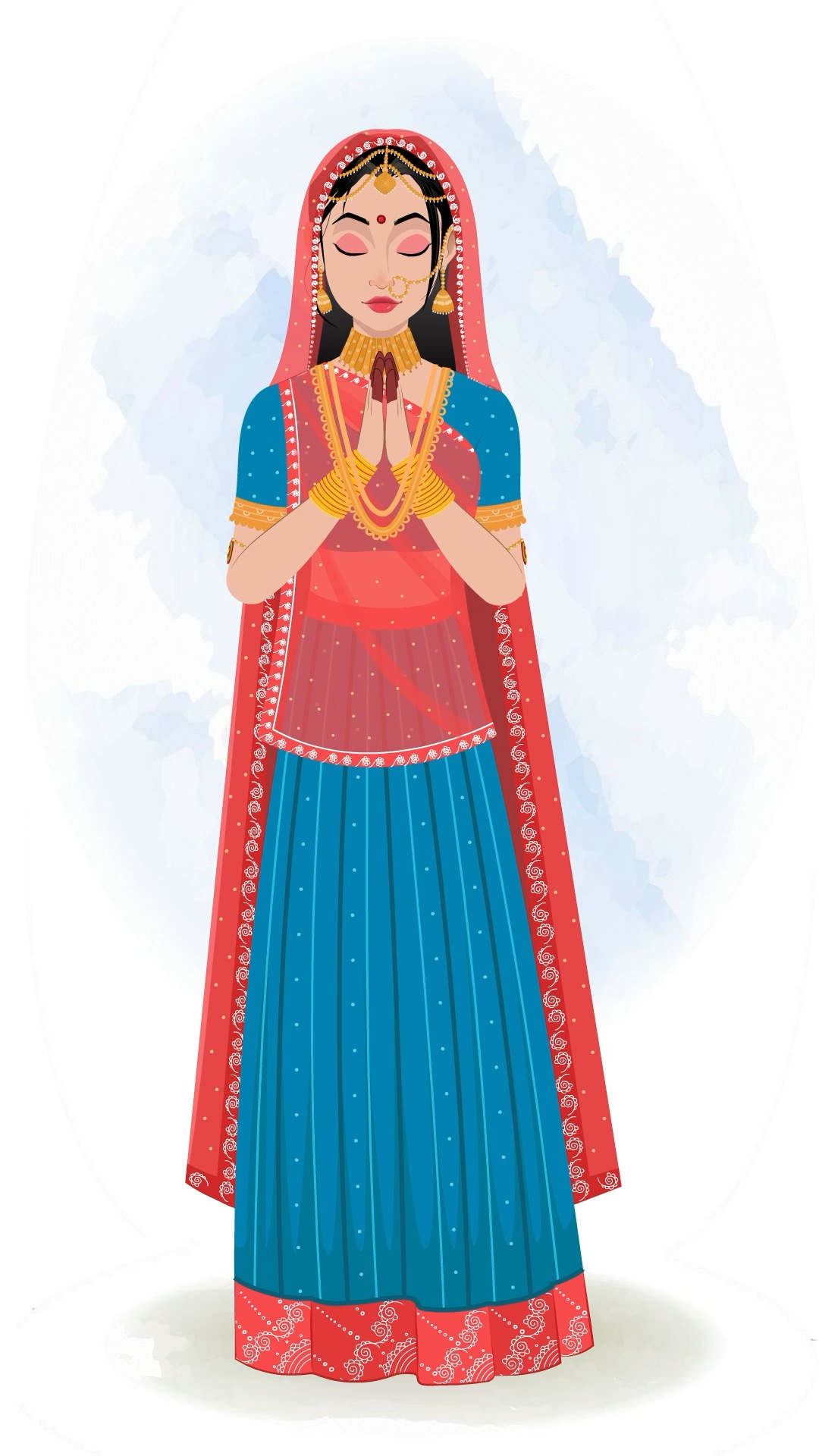 An indian queen saying hello animated cartoon character aka swarlata