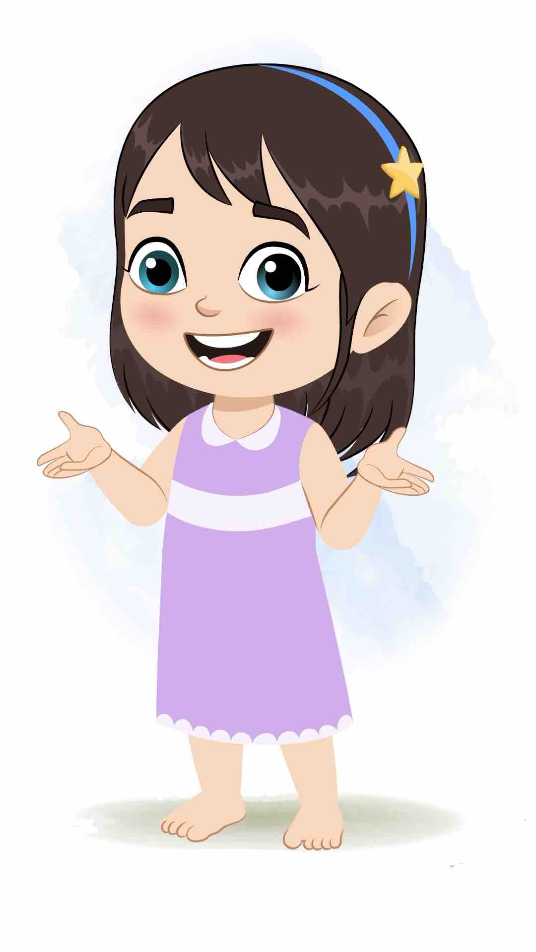 A little girl talking animated cartoon character aka merry