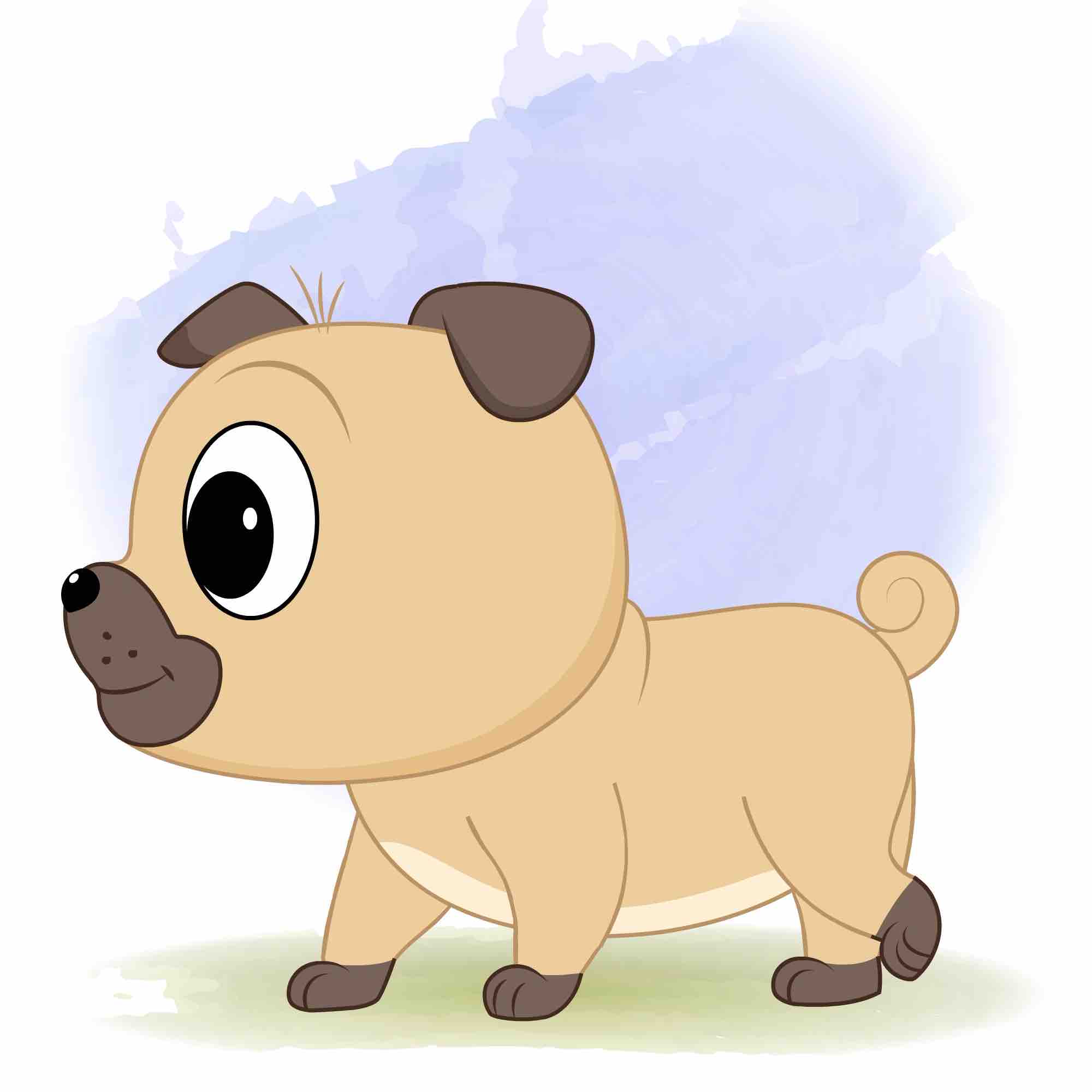 A little dog walking side view animated cartoon character aka duffy the dog