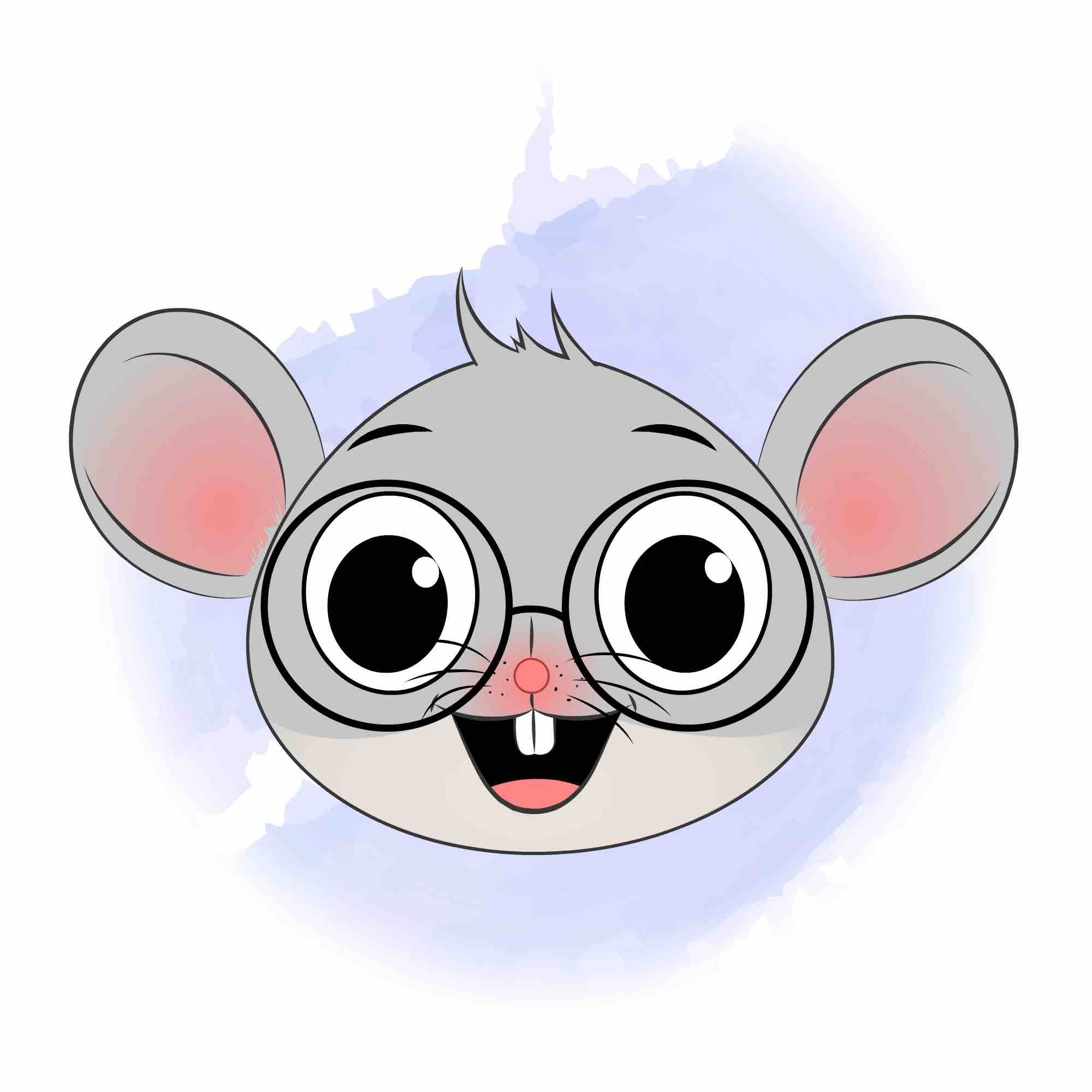 A cute mouse animated cartoon face with different facial expressions aka miles the mouse