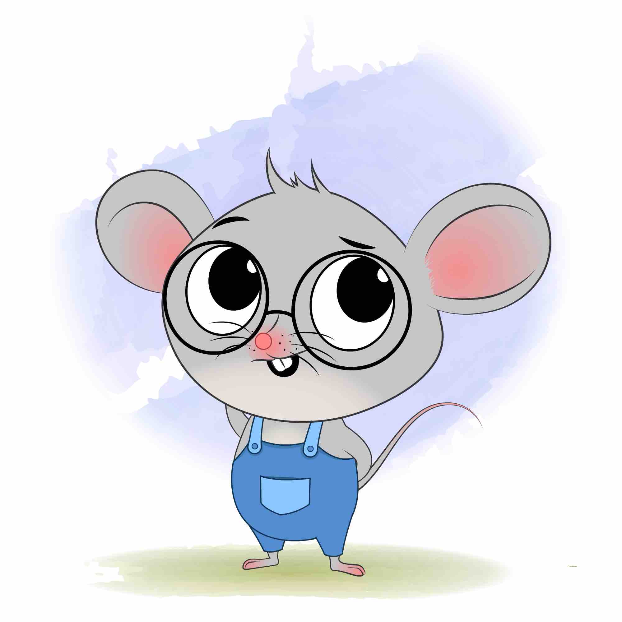 A confused cute mouse animated cartoon character aka miles the mouse