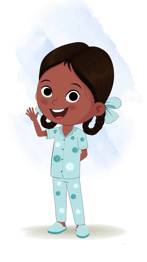 A little Indian girl saying hello animated cartoon character aka kaya