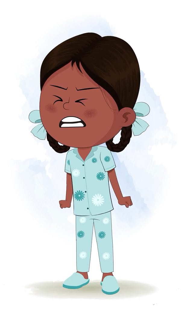 An angry little Indian girl animated cartoon character aka kaya