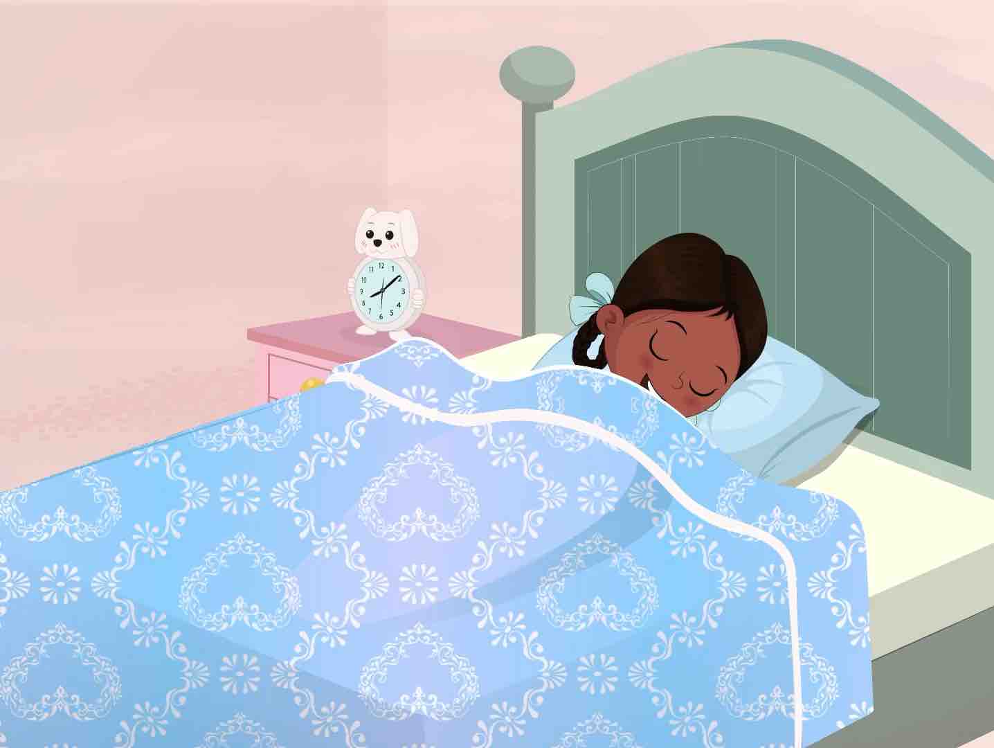 A little indian girl sleeping on the bed animated cartoon character aka kaya