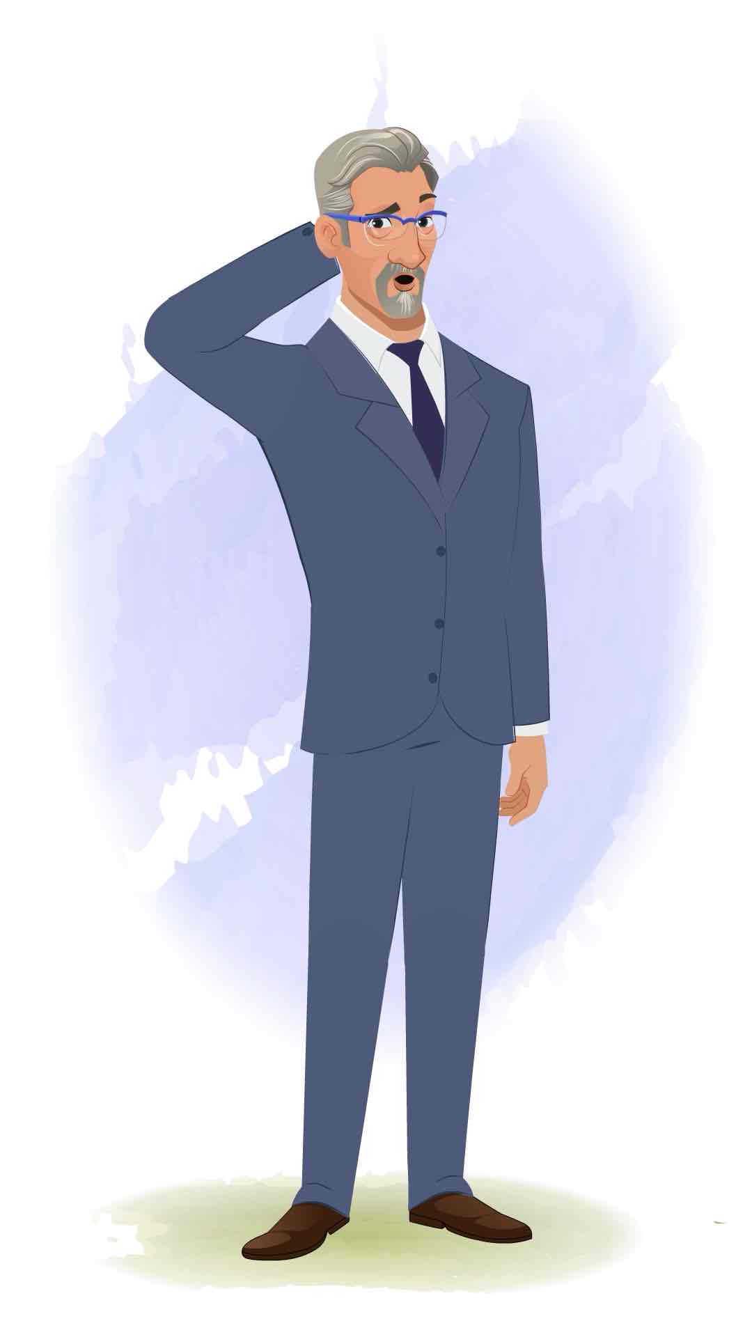 A confused businessman animated cartoon character AKA George