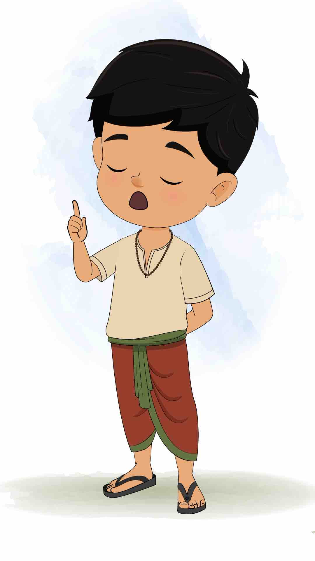 A boy in dhoti saying no animated cartoon character aka rohan