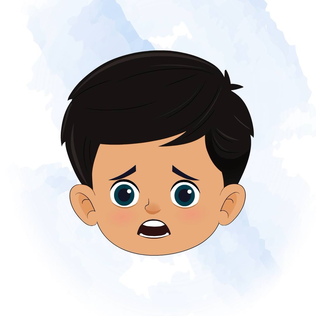 A Boy in dhoti animated cartoon face with different facial expressions aka rohan