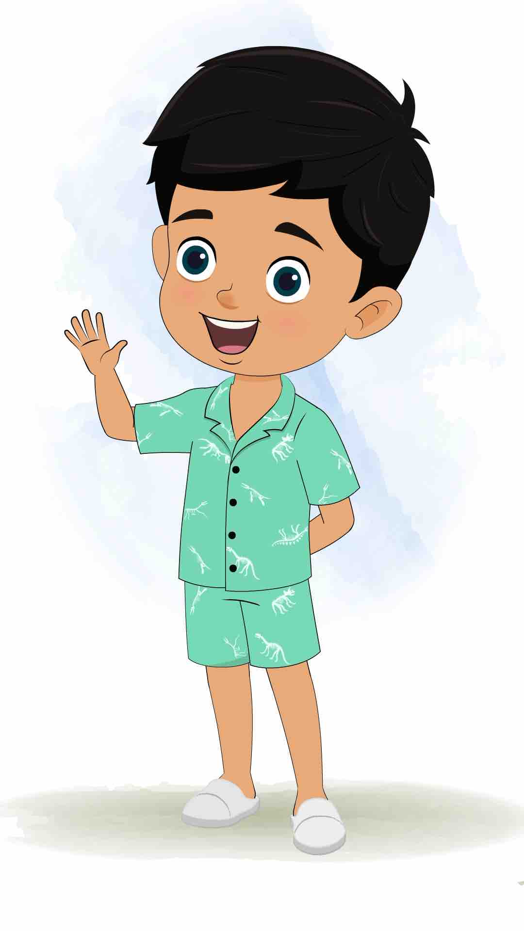 A cute little boy saying hello animated cartoon character aka rohan