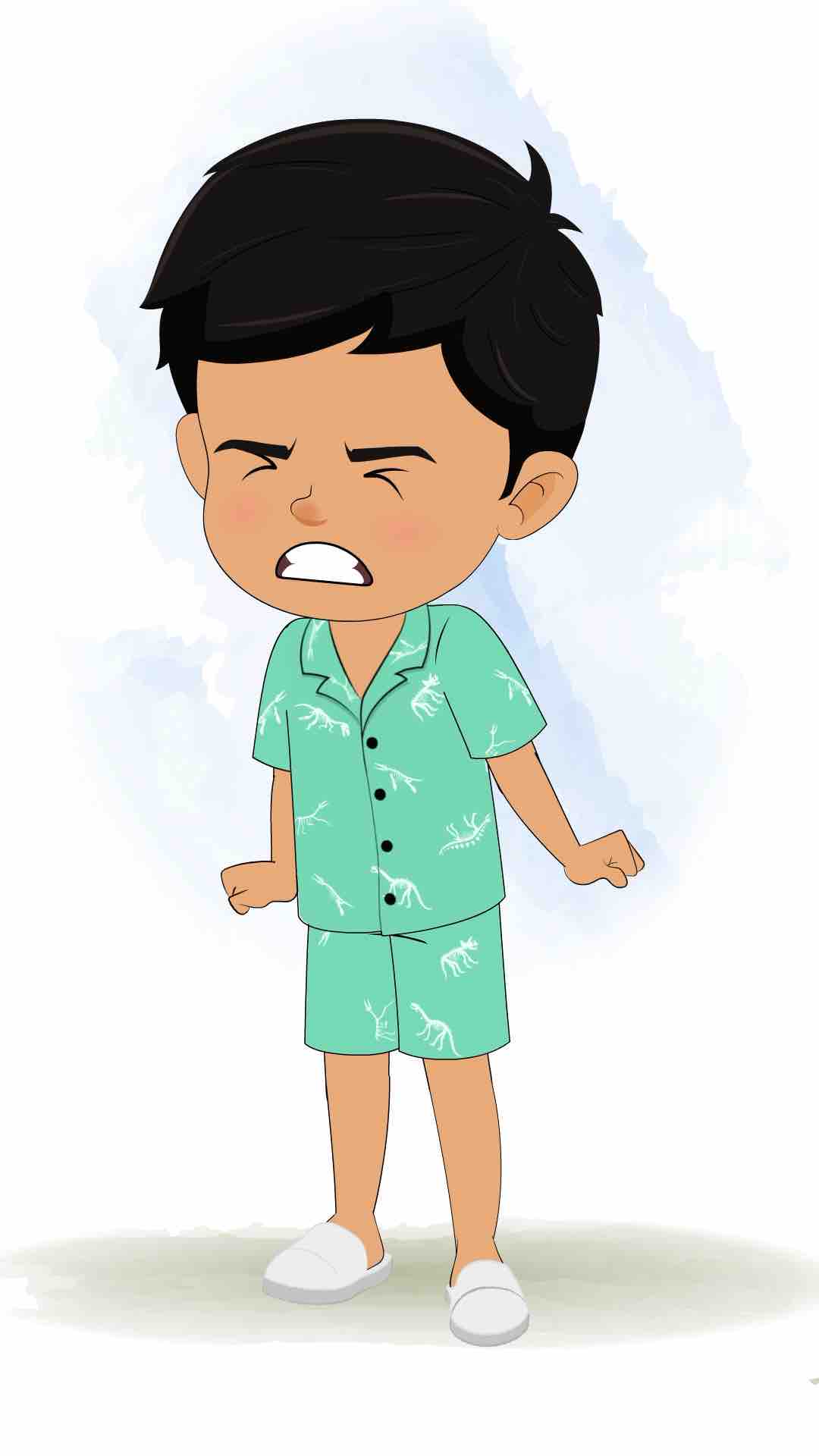 An angry cute little boy animated cartoon character aka rohan