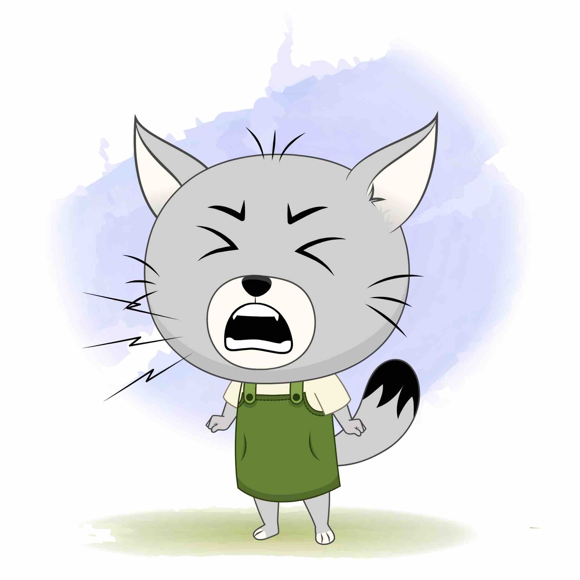 An angry cat animated cartoon character aka kitty the kitten